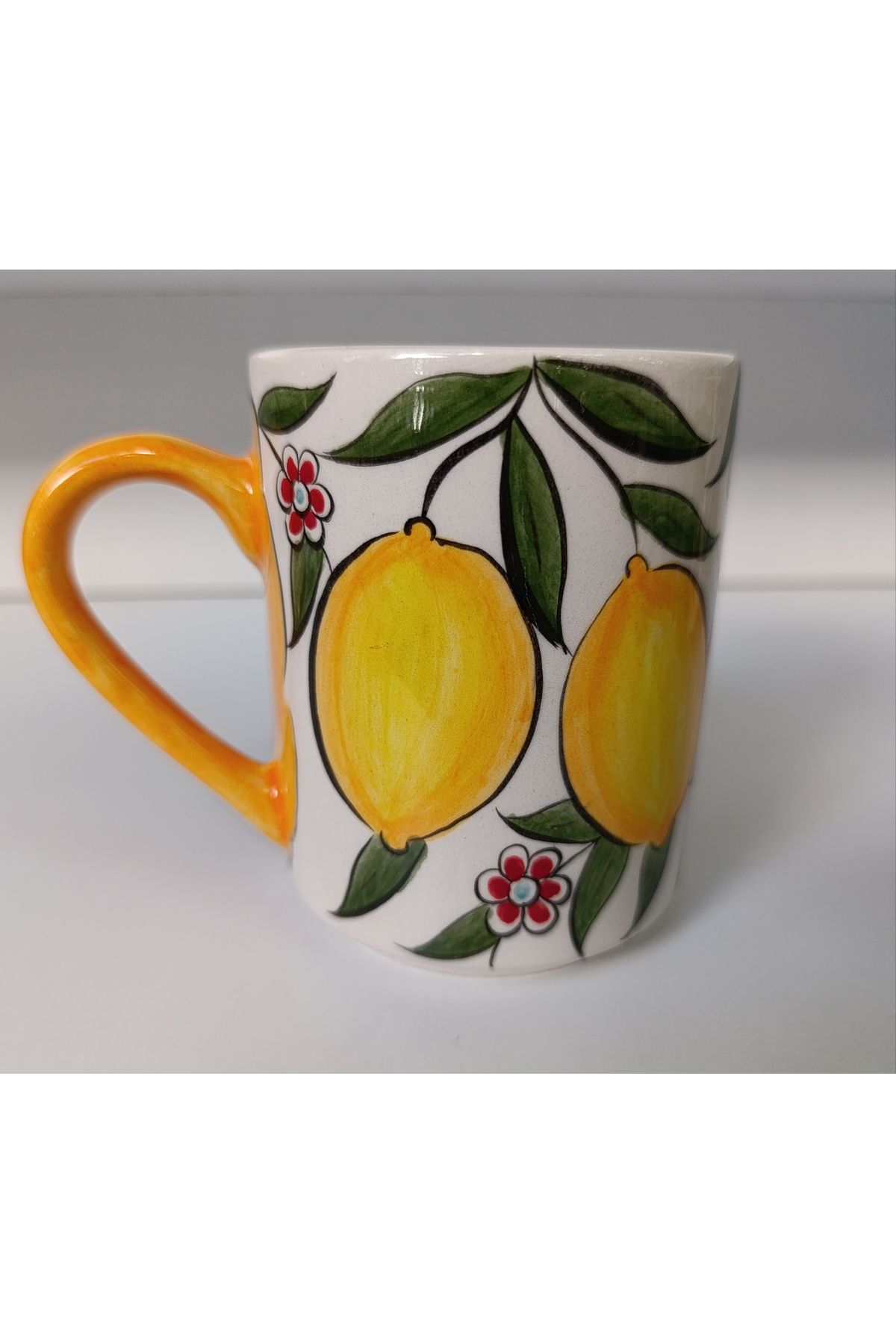 shop el yapımı seramik kupa limon desenli