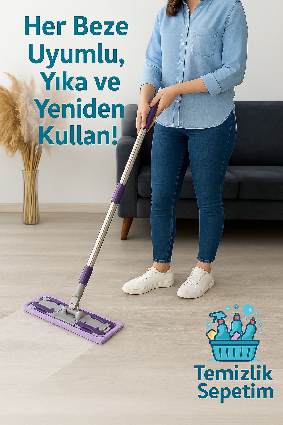 temizliksepetim Mandal Sistemli Mikrofiber Mop – Her Beze Uyumlu, Pratik ve Dayanıklı Temizlik Yardımcınız!