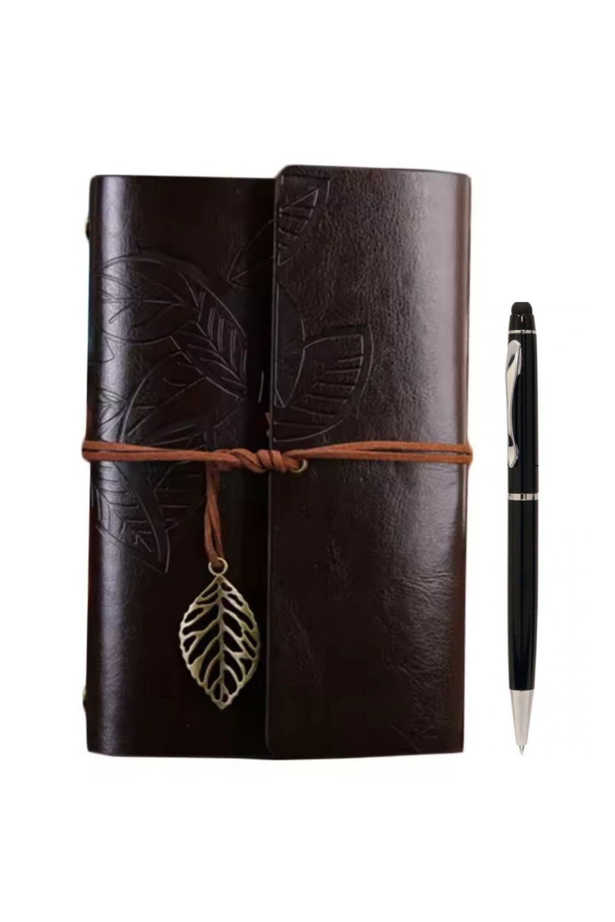 Wolawood El Yapımı Deri Kapaklı Defter ve Özel Kalem Seti Vintage Nostaljik Günlük, Ajanda Özel Gün Hediyesi