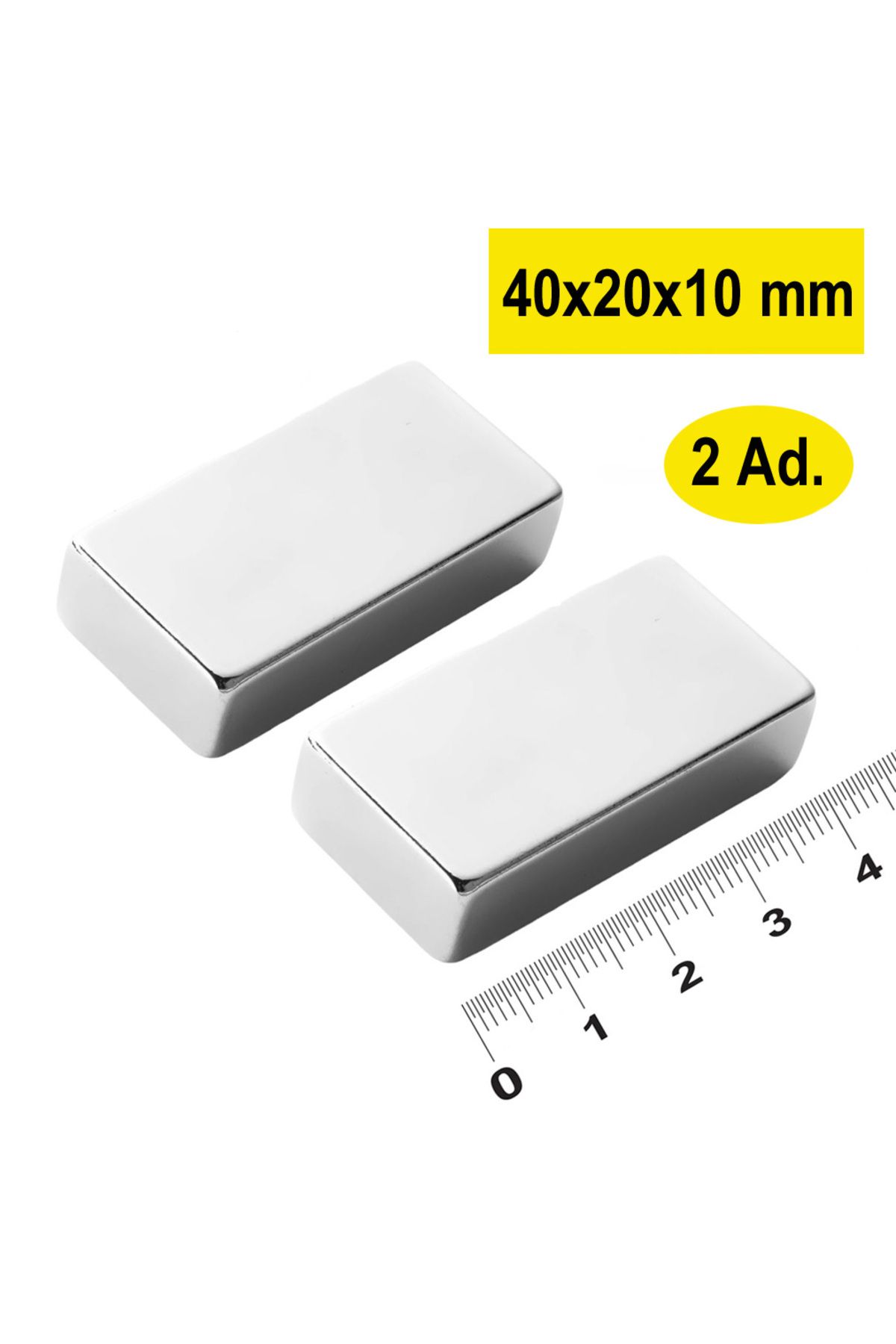Elioure 2 Adet Güçlü Neodyum Plaka Mıknatısı, 40x20x10 mm, N35 kalite