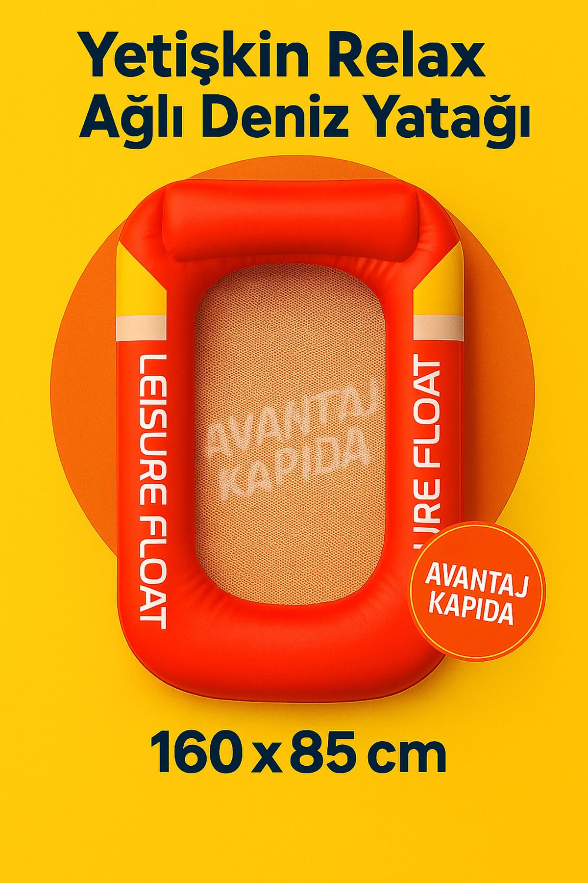 Avantaj Kapıda - Fileli Şişme Deniz Yatağı – 160x85 cm | Yetişkin Uyumlu | Kırmızı | Avantaj Kapıda