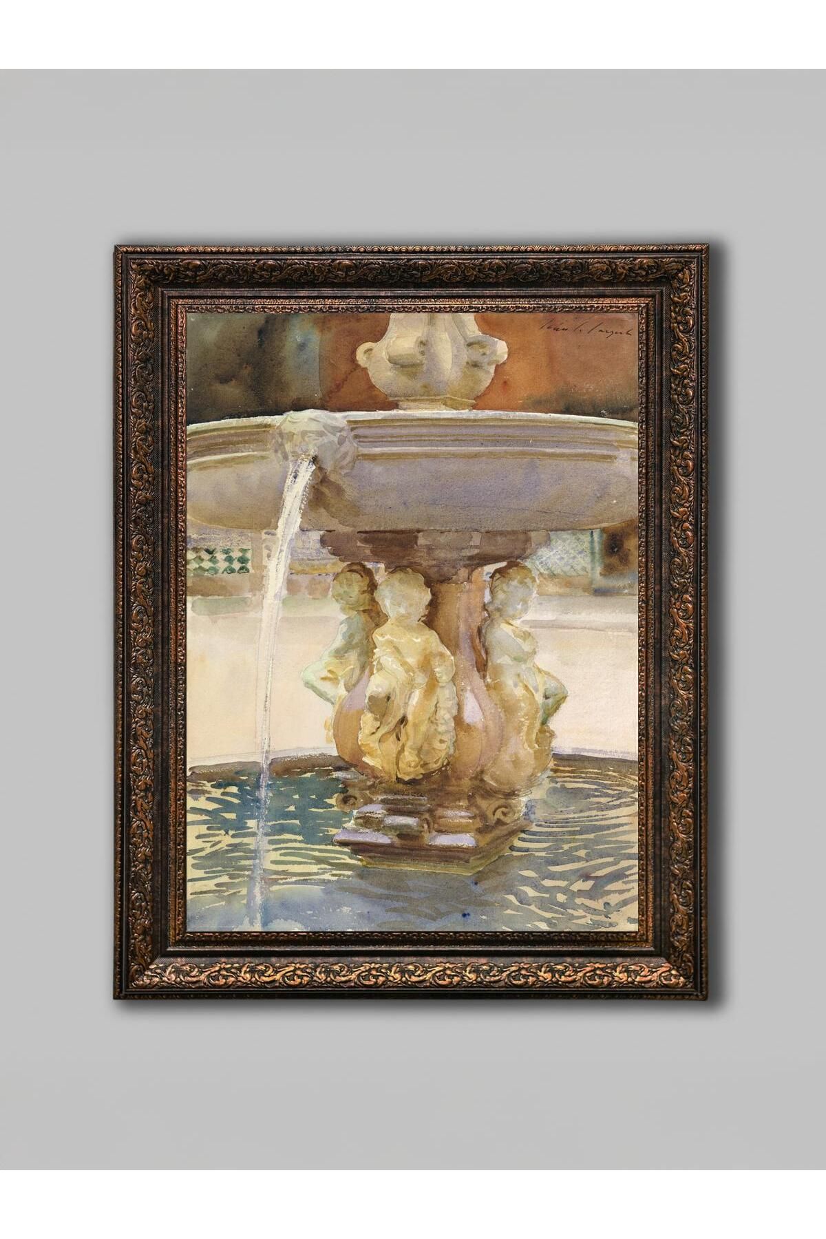 WoodyArts Eski İşlemeli Çeşme - Bronz Eskitme Çerçeve