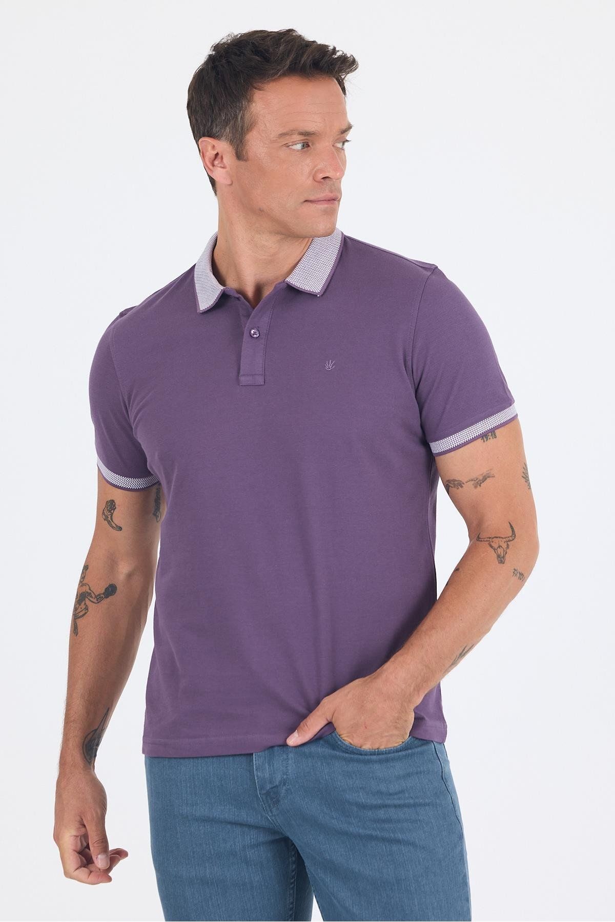 İmza Mor Polo Yaka Kısa Kol Cepsiz Slim Fit :%100 Pamuk Tişört 1011250182