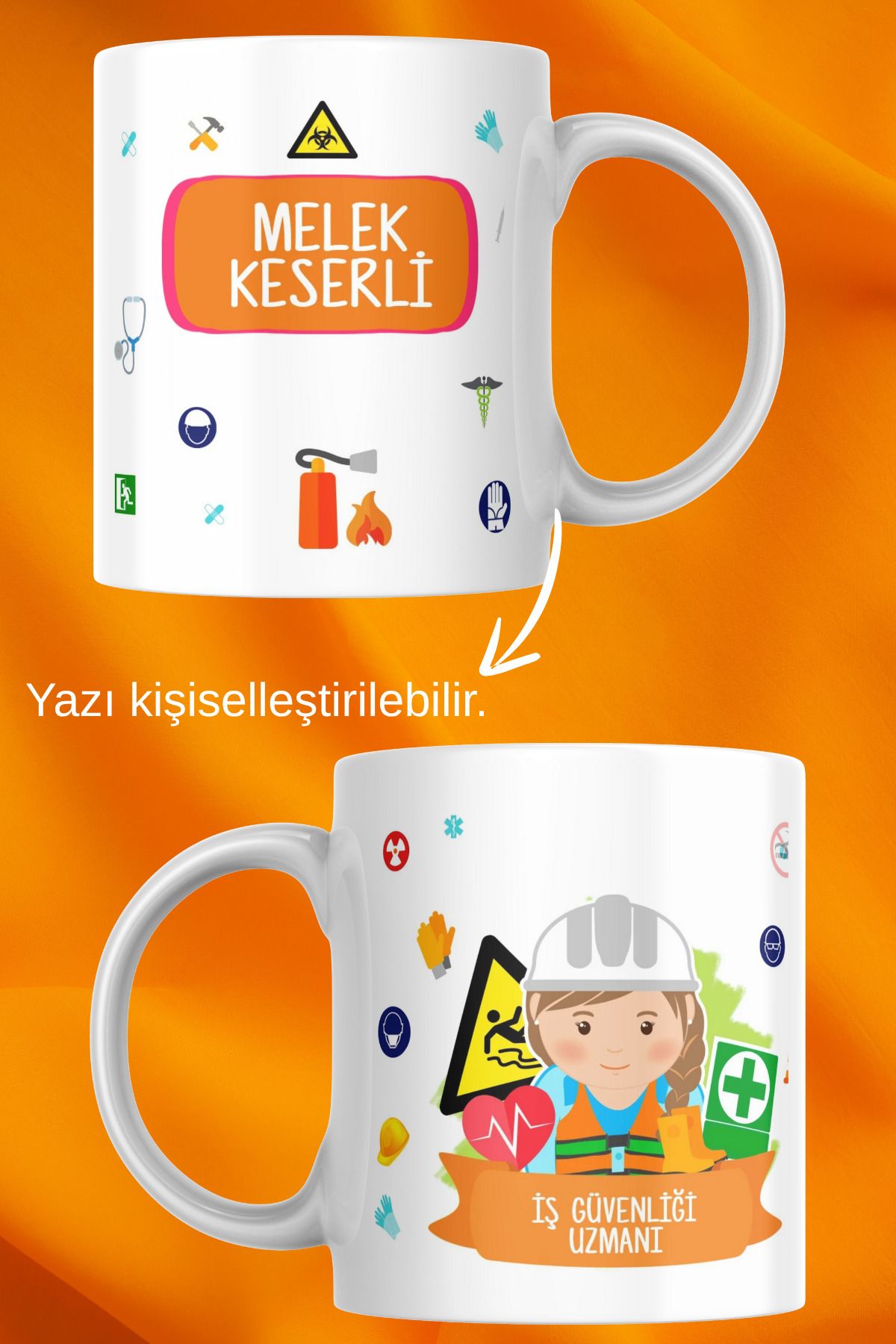 zerhome Kadın İş Güvenliği Uzmanı Temalı Beyaz Porselen Kupa Bardak