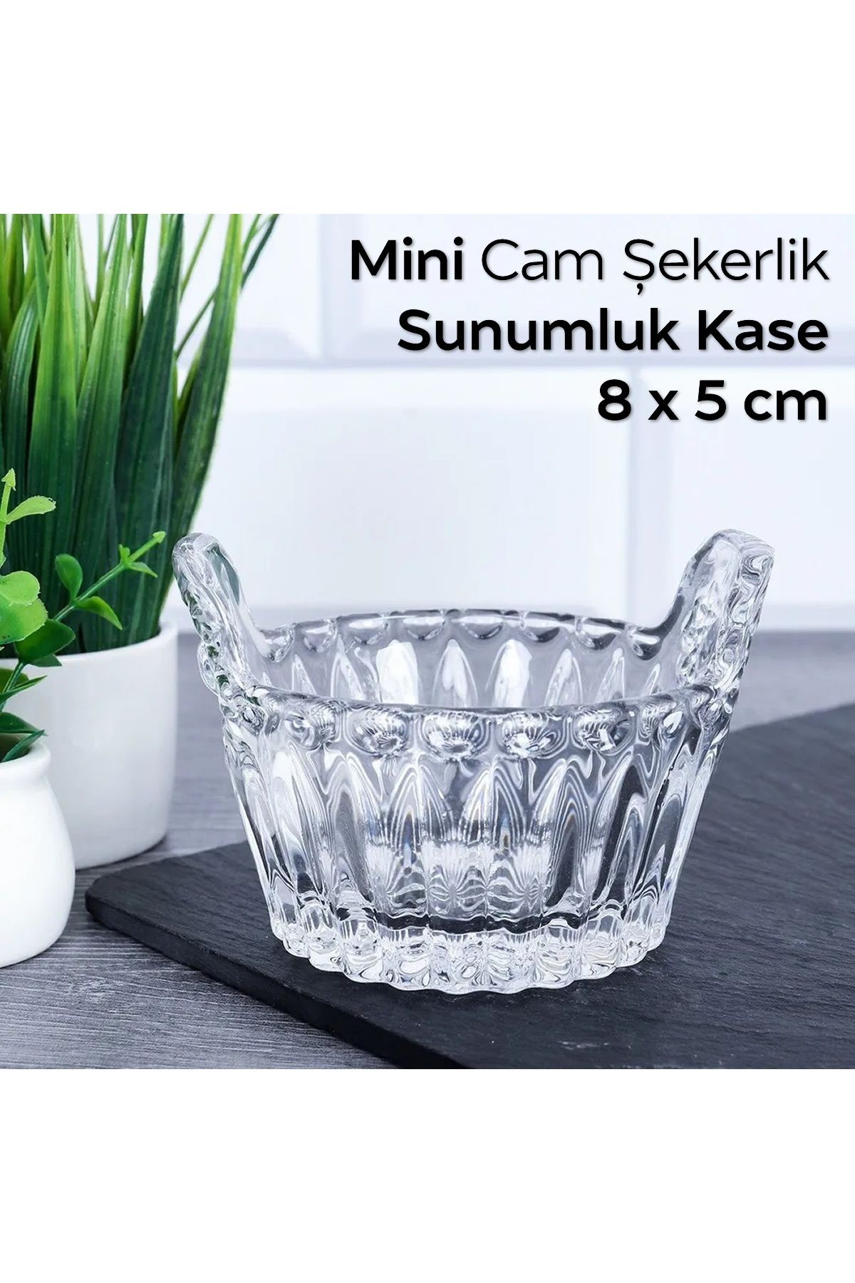 ARVALE Kulplu Mini Cam Kase Şekerlik | Cam Sunumluk
