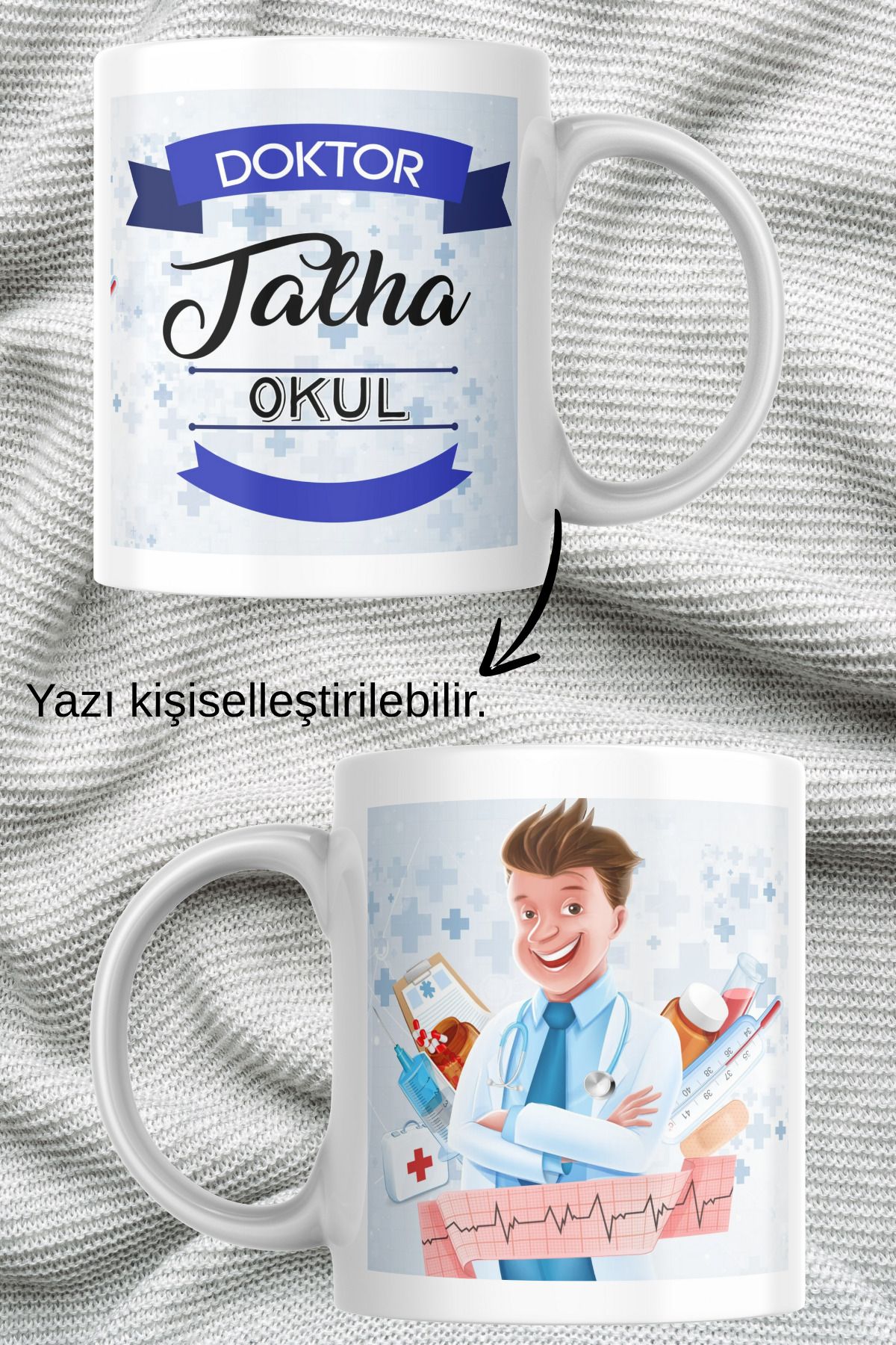 zerhome Erkek Doktor 4 Temalı Beyaz Porselen Kupa Bardak