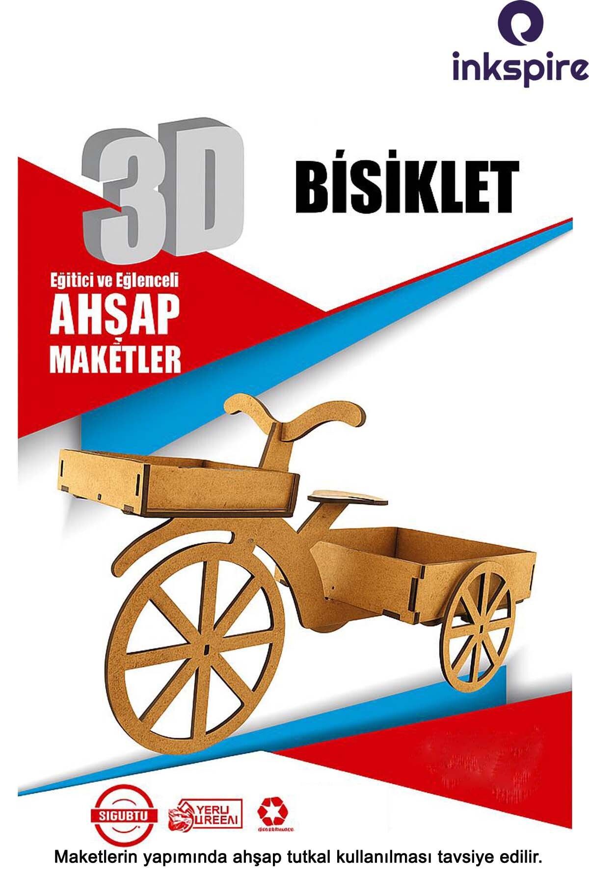 inkspire 3D Ahşap Maket 3 Boyutlu Boyanabilir Geçmeli Puzzle Maket Tahta Çocuklar İçin Kendin Yap Kendin Boya