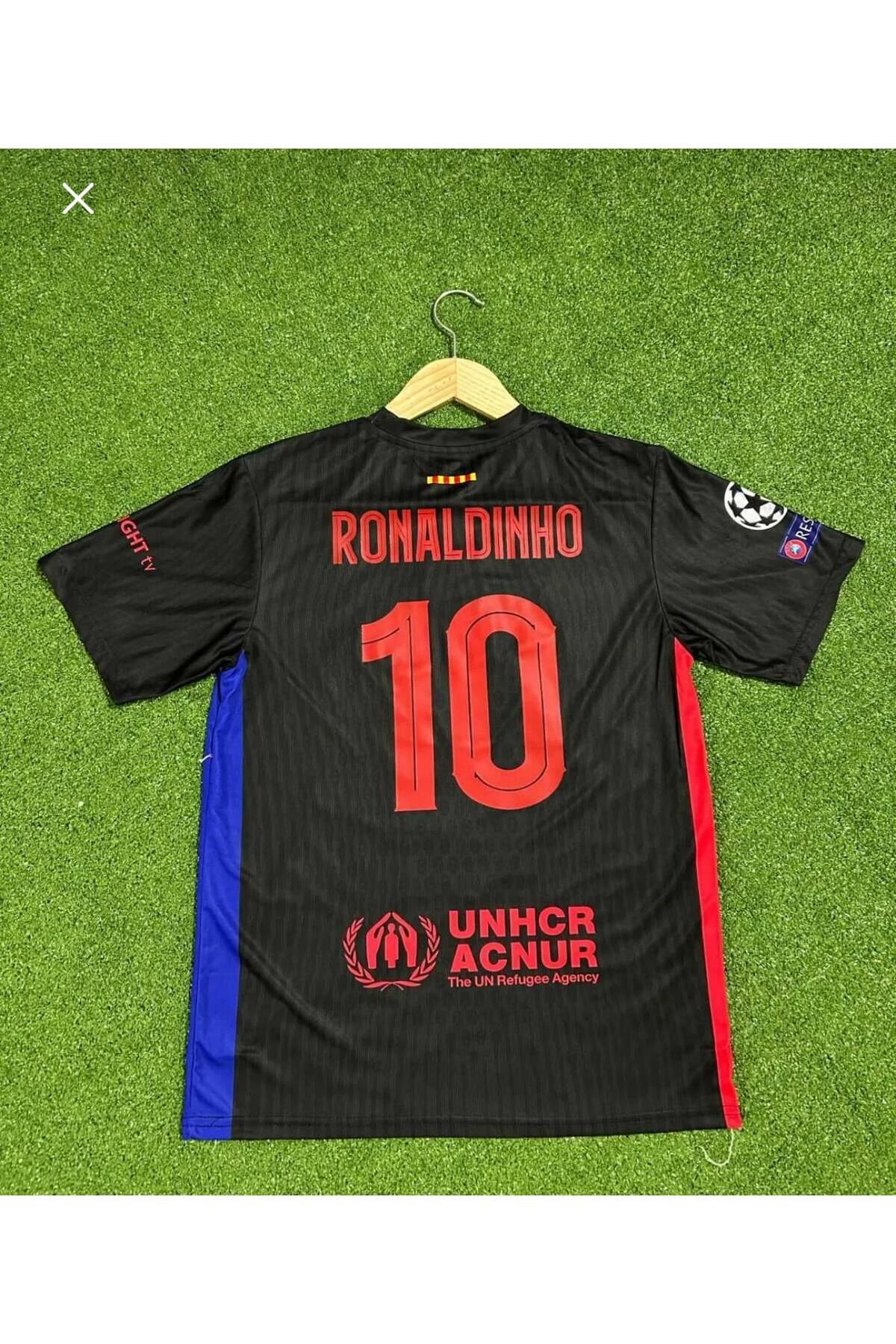 BARBITOS Barcelona Yeni Sezon 2024-25 Ronaldinho Yetişkin Forması (BLACK)