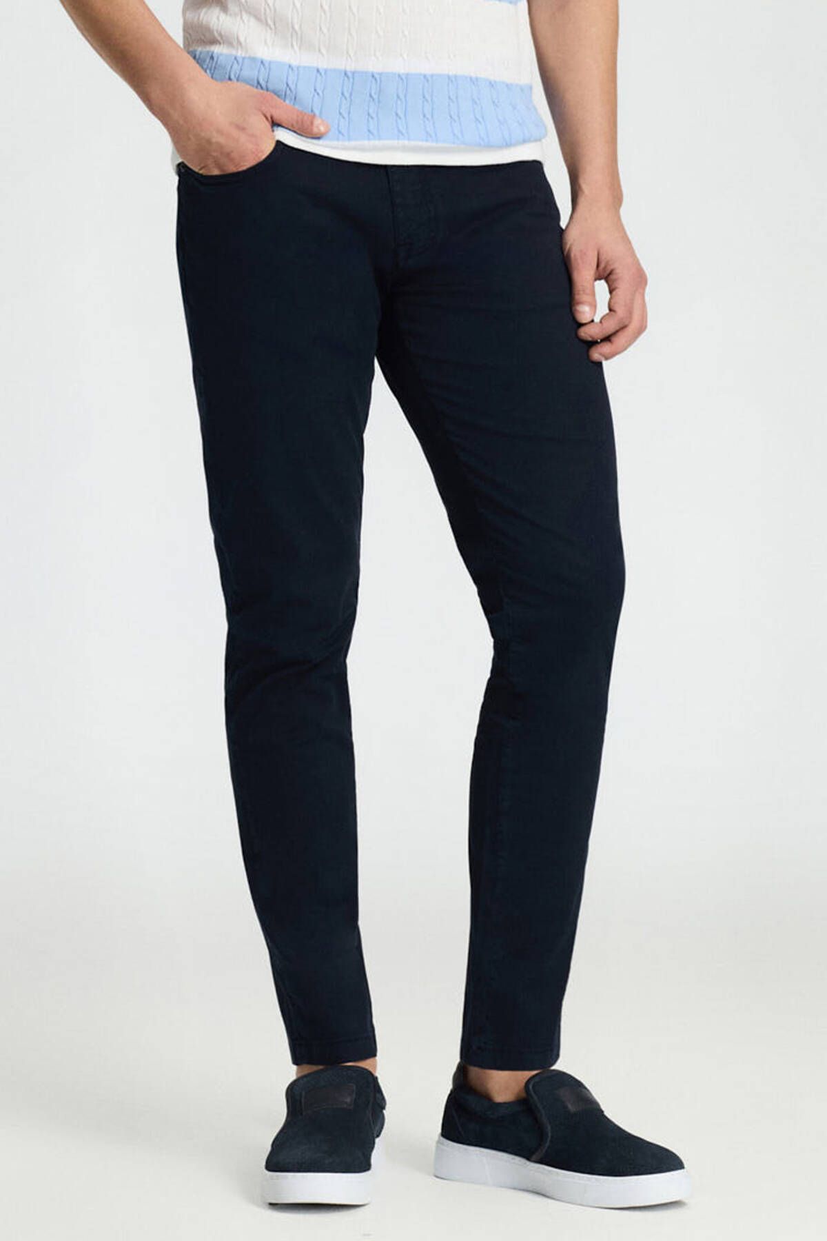 Hemington Pamuk Karışım Slim Fit 5 Cep Lacivert Chino Pantolon