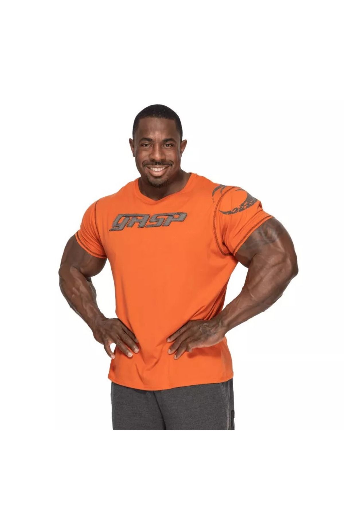 GASP Pro Logo Tea Black Orange Bodybuilding T-Shirt
