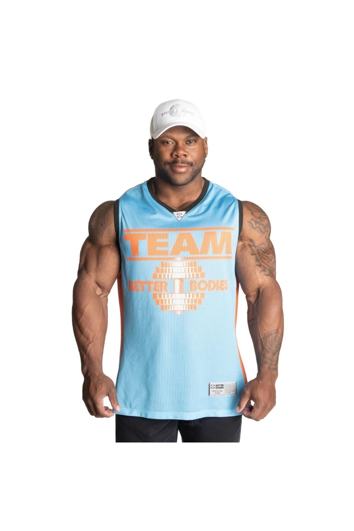 BETTER BODIES Anniversary Mesh Tank - Light Blue/Flame