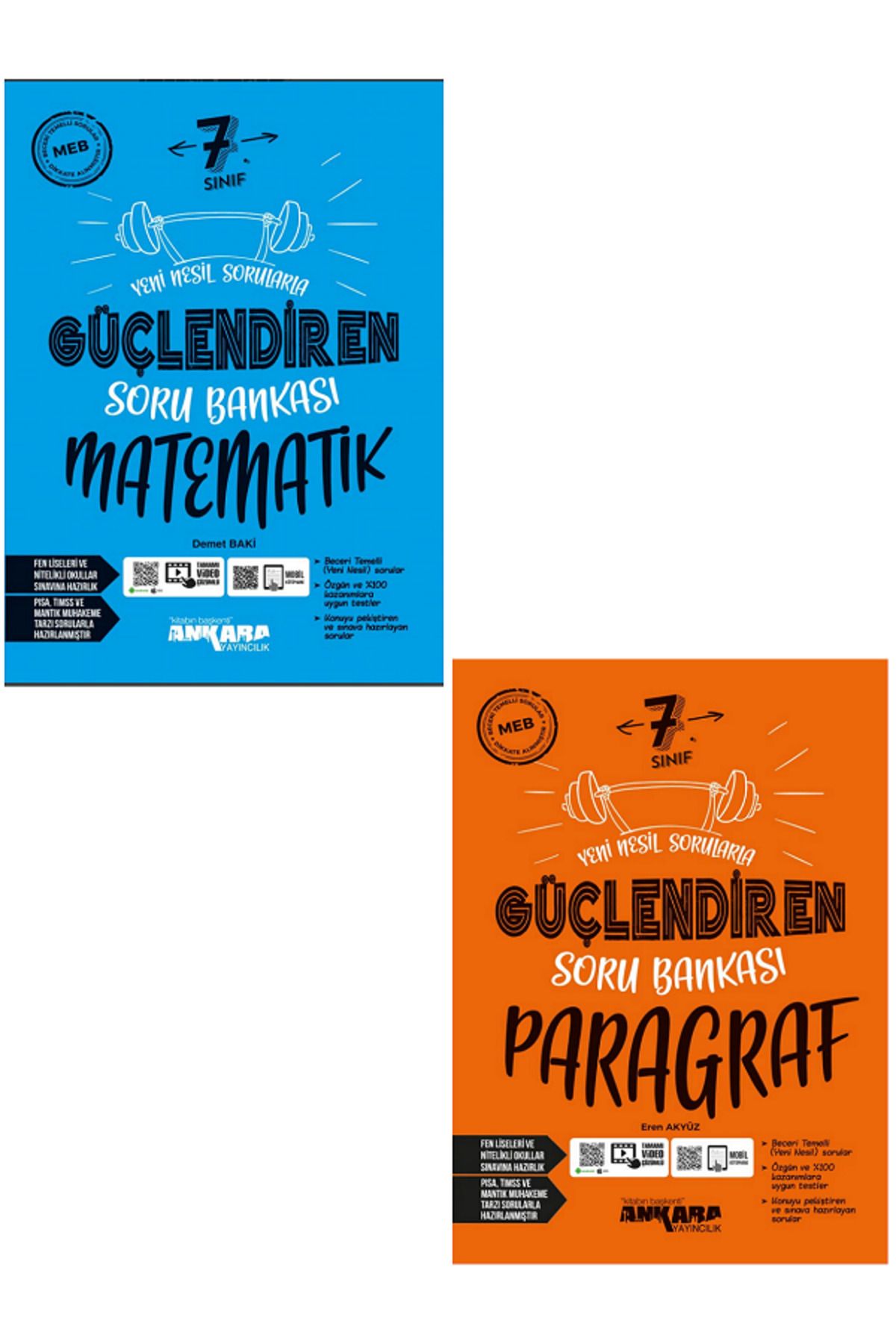 Evrensel İletişim Yayınları 7.Sınıf Ankara Güçlendiren Matematik + Paragraf Soru Bankaları / Video Çözümlü - 2 KİTAP SET