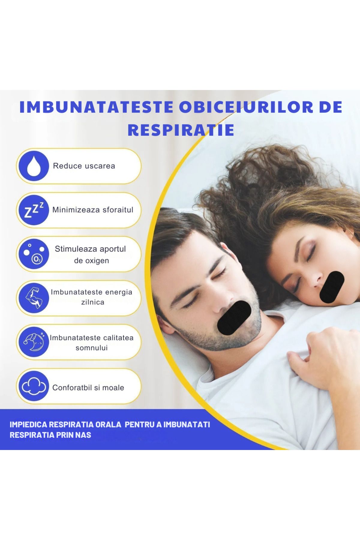 Binovation-Set of 30 Binovation® Anti-Snoring Patch Strips, Hypoallergenic Material, Moisture Resistant 3