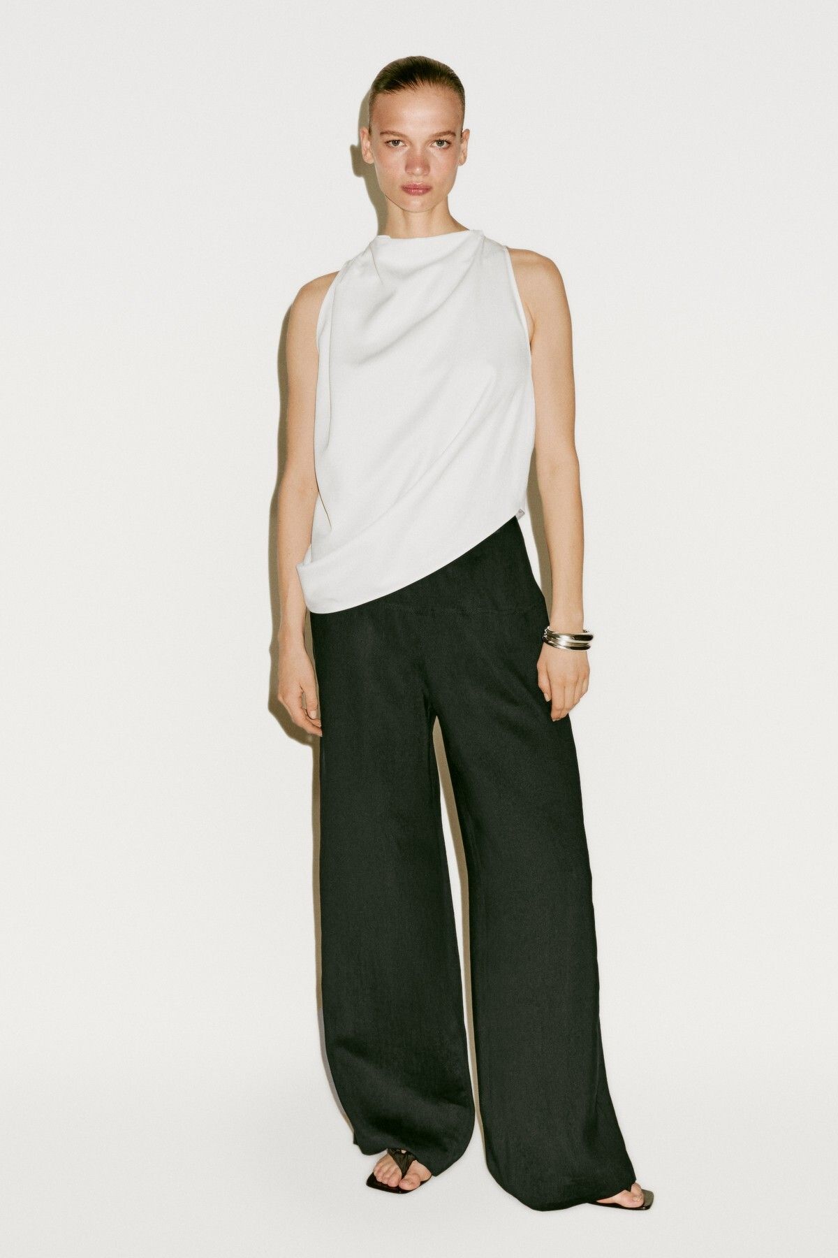 Massimo Dutti Dökümlü asimetrik drapeli top - Limited Edition