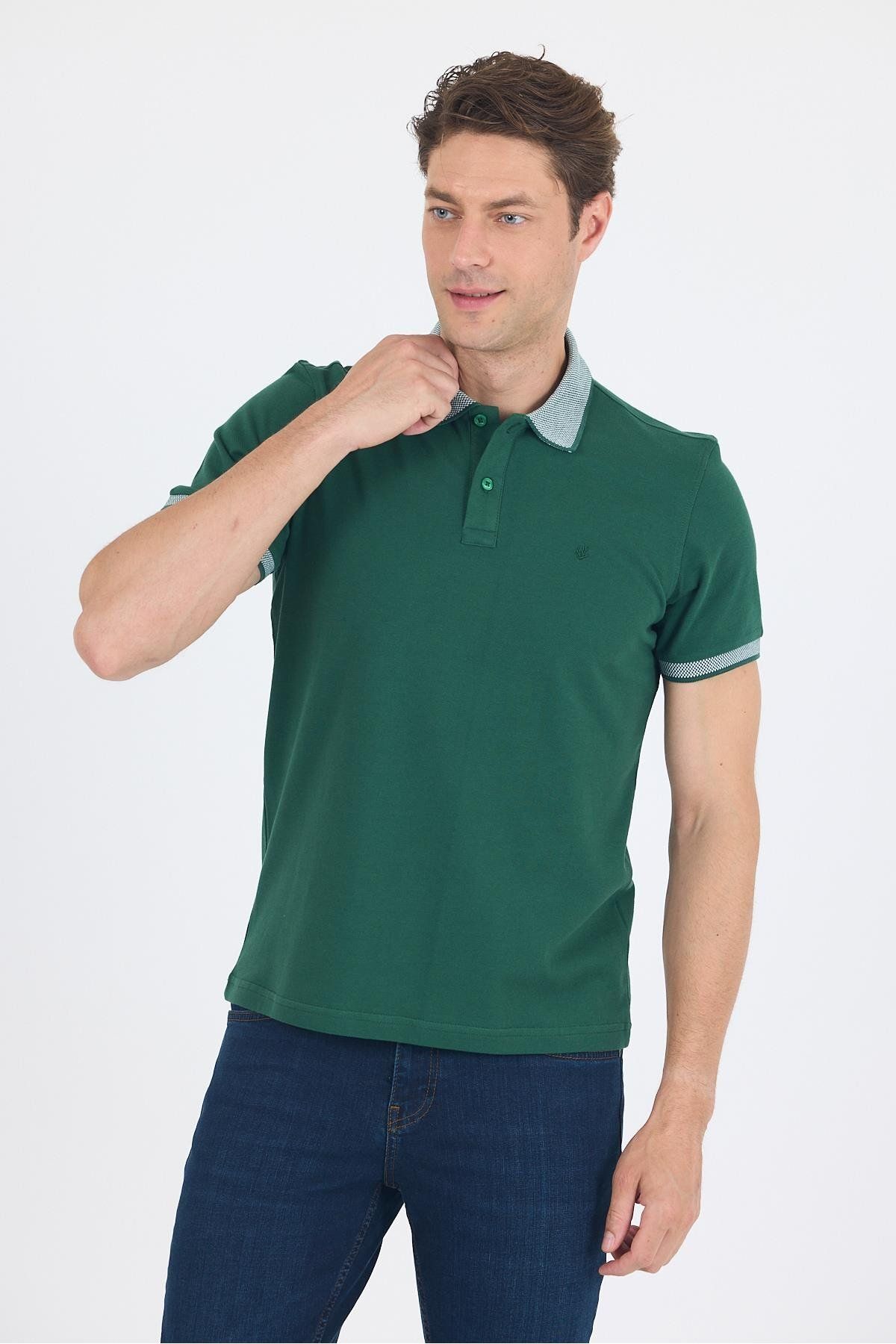 İmza Koyu Yeşil Polo Yaka Kısa Kol Cepsiz Slim Fit :%100 Pamuk Tişört 1011250182