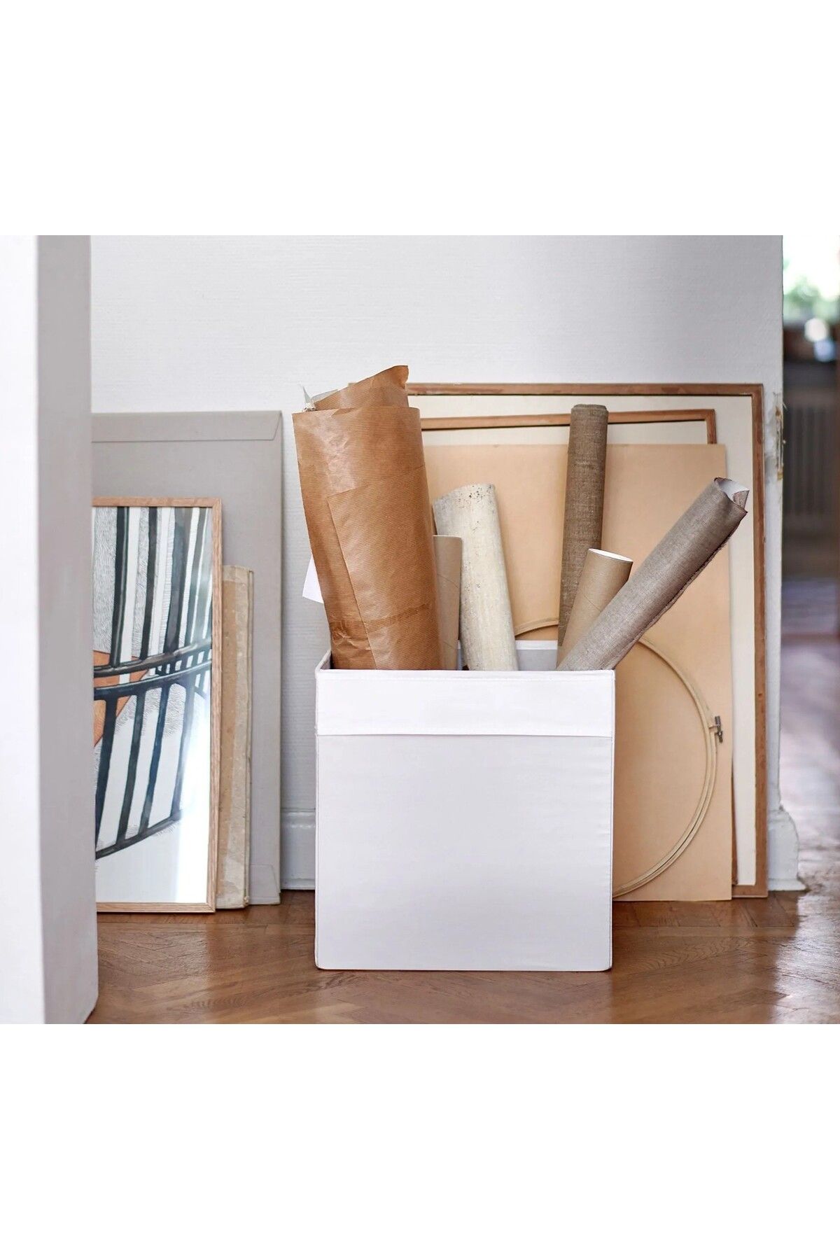 IKEA QUİCK Kare Saklama Kutusu 33x38x33 Cm İkea Düzenleyici Kutu Düz Beyaz Polyester Organizer