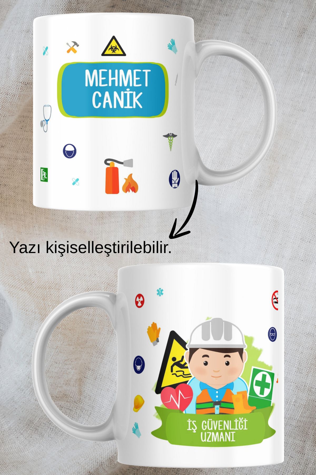 zerhome Erkek İş Güvenliği Uzmanı Temalı Beyaz Porselen Kupa Bardak