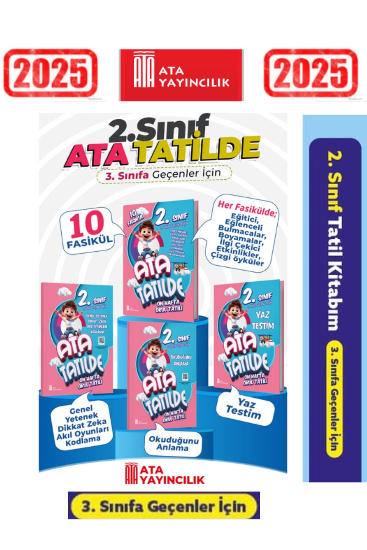 Fenomen Yayıncılık 2025 Ata Yayıncılık Ata Tatilde 2.Sınıf 10 Fasikül 4 Kitap Yaz Tatil Seti