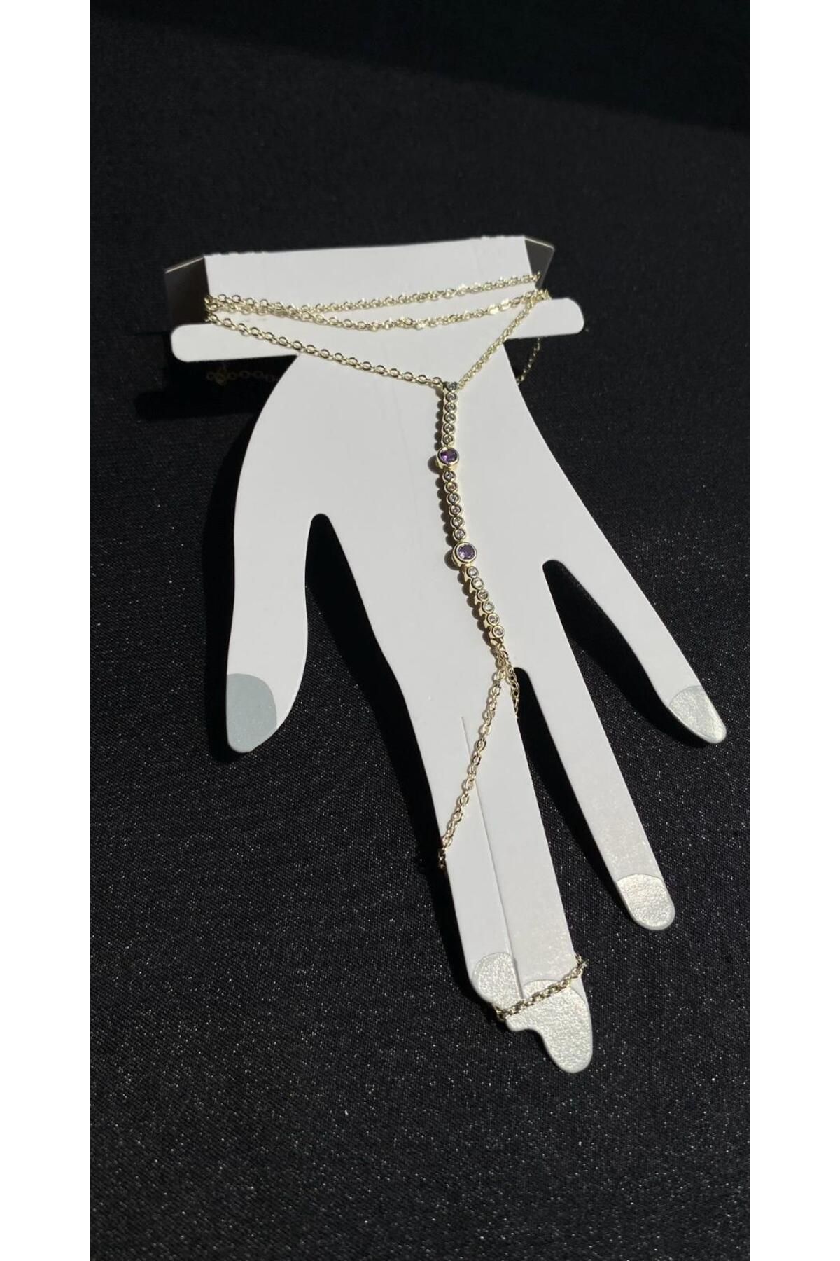 NOLYA MODA Mor Taşlı Gold Şahmeran