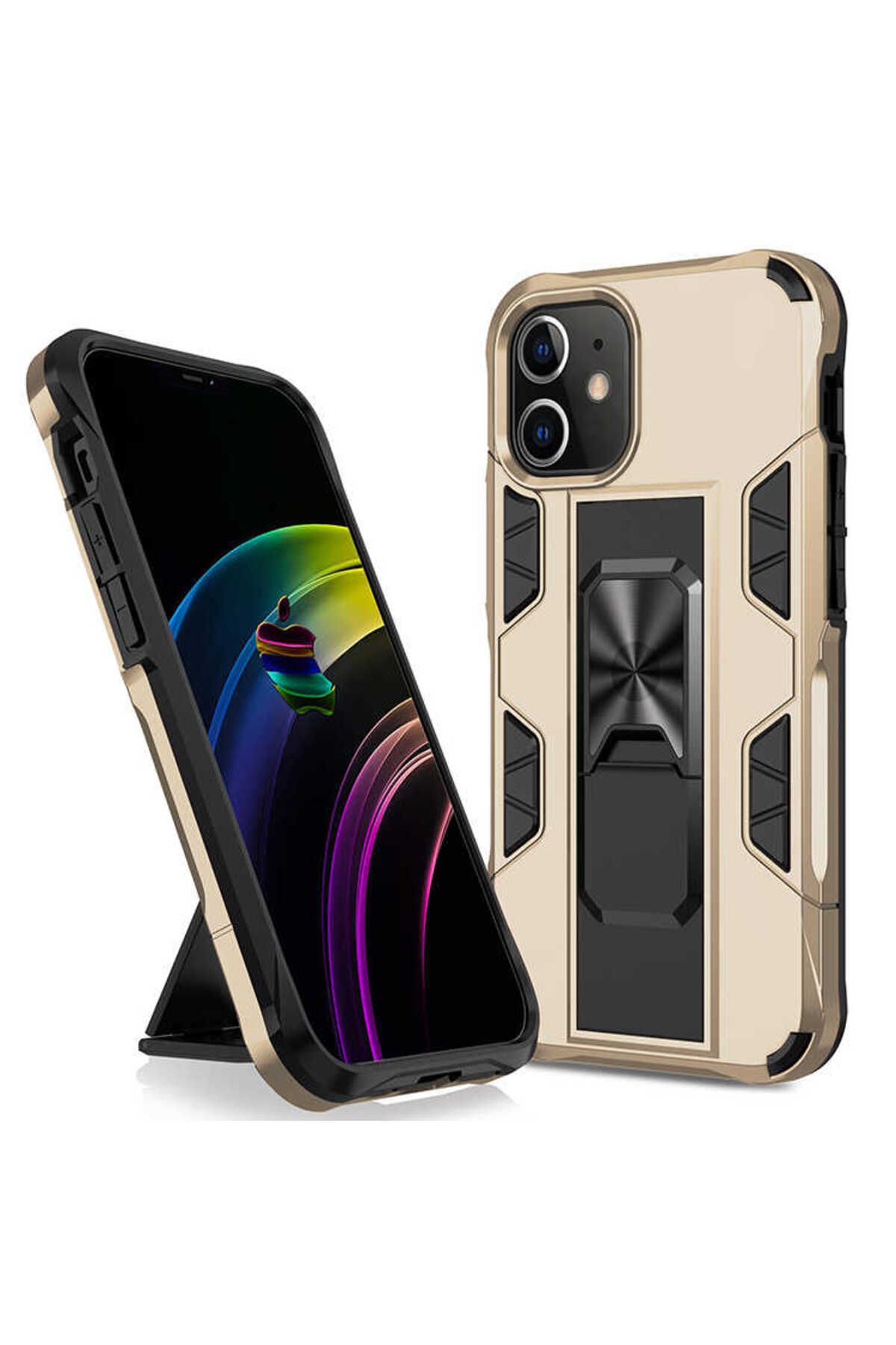 halkhouse Apple iPhone 12 Pro Max Kılıf Zırhlı Tank Korumalı Standlı Sert Silikon Volve Kapak