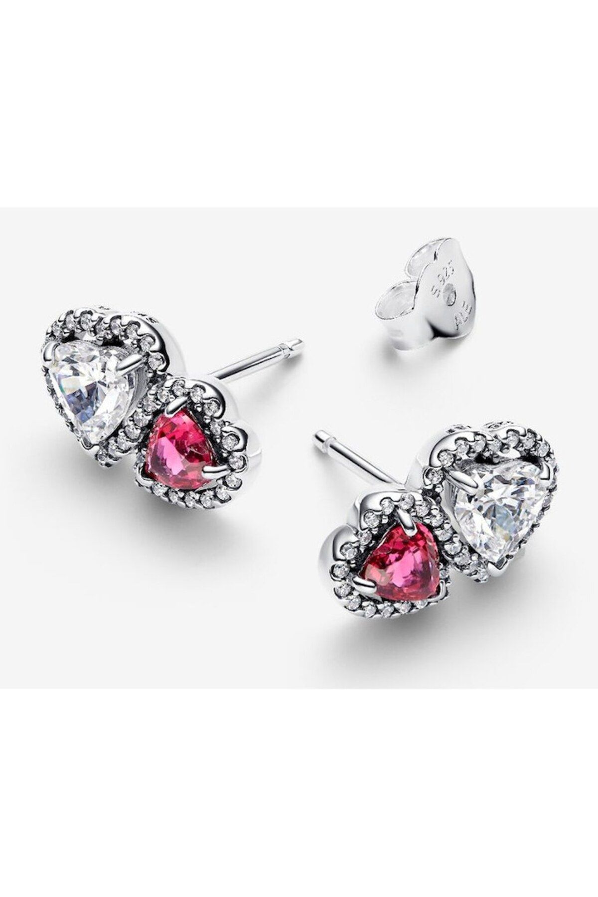Pandora-Pandora Earrings with Two Hearts Halo Crystal and Zirconia 925 Silver 3