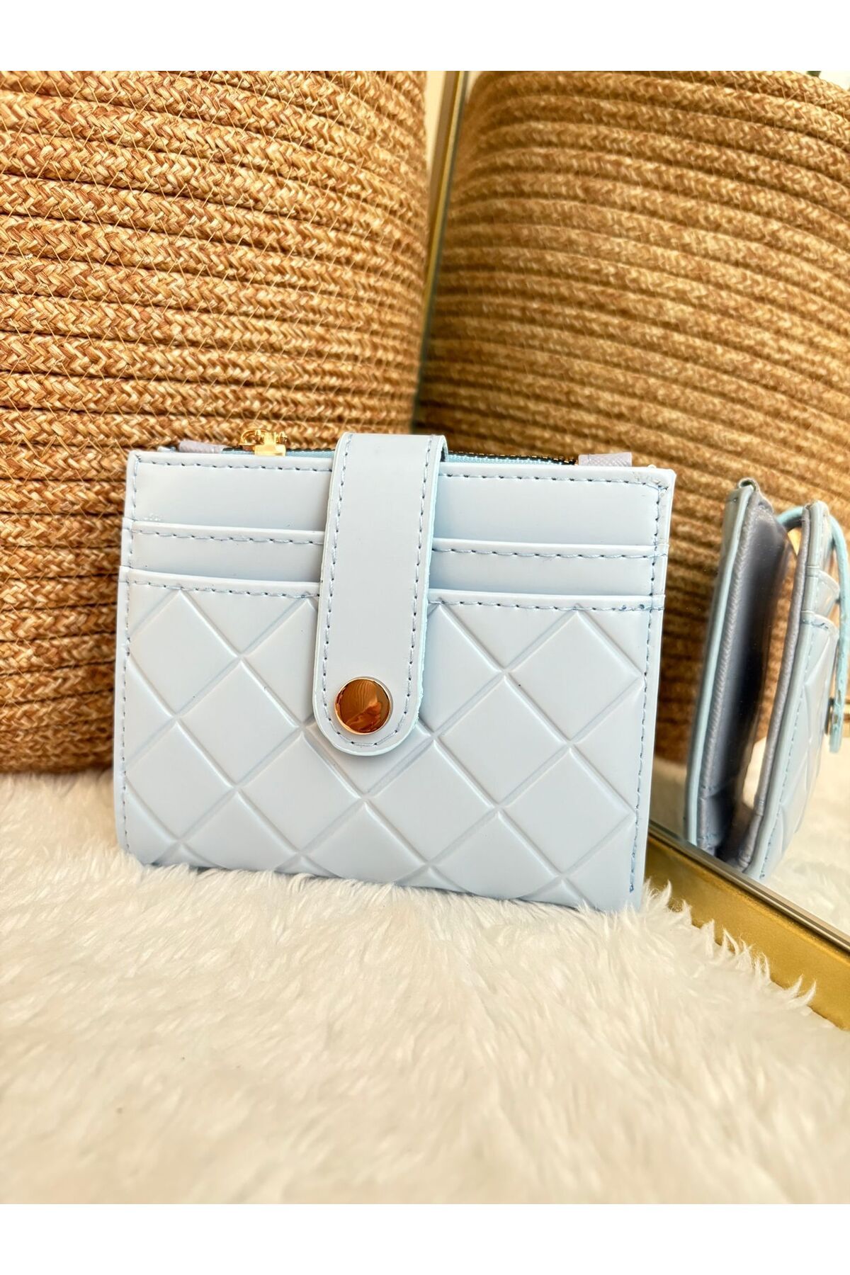 Z&M COLLECTION BAG SHOPPİNG Kapitone Detaylı Orta Boy Çıtçıt Kapamalı Fermuar(Bozuk Para) Bölmeli Cüzdan