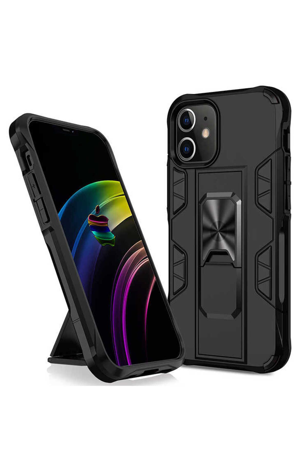 halkhouse Apple iPhone 12 Pro Max Kılıf Zırhlı Tank Korumalı Standlı Sert Silikon Volve Kapak