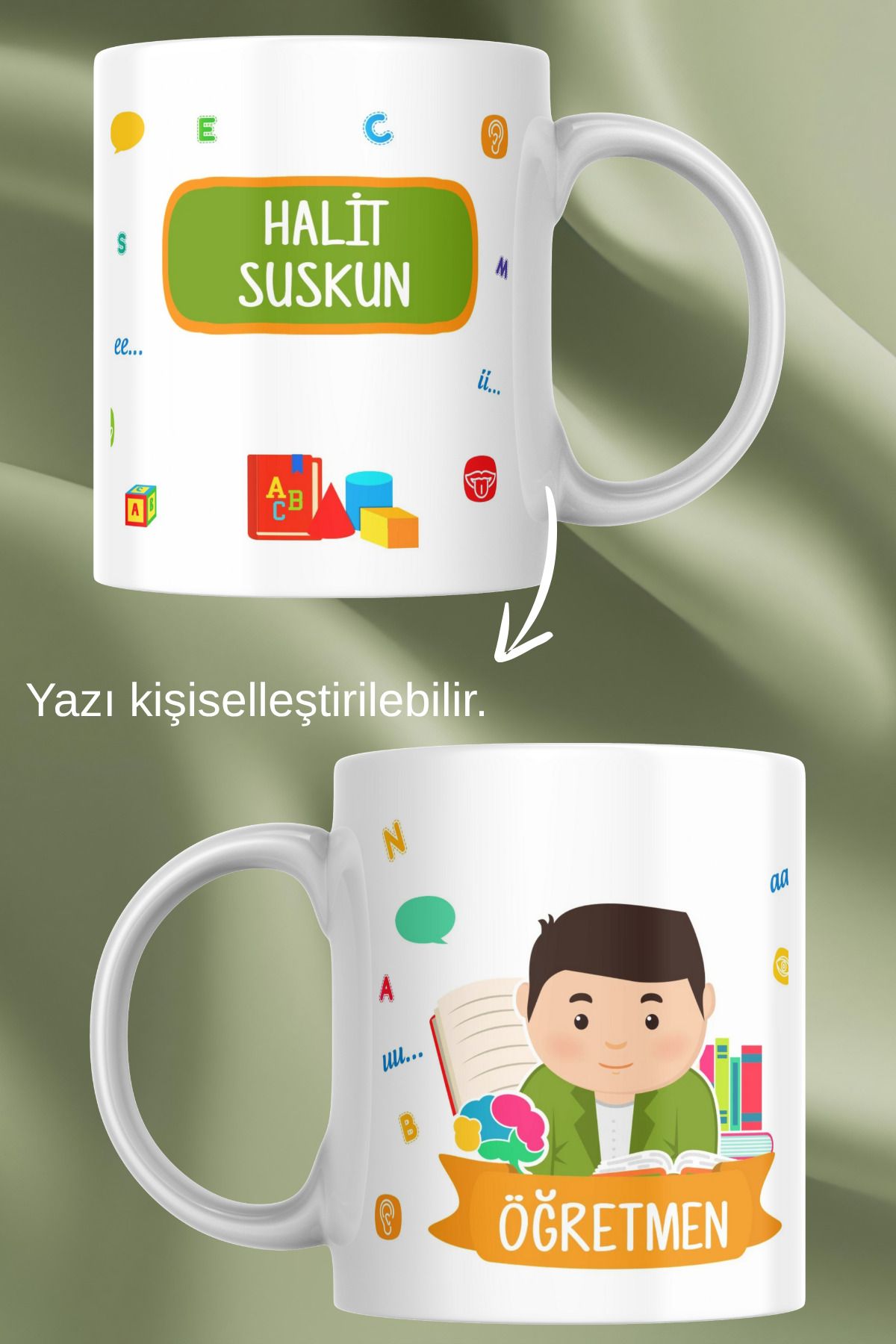 zerhome Erkek Öğretmen Temalı Beyaz Porselen Kupa Bardak