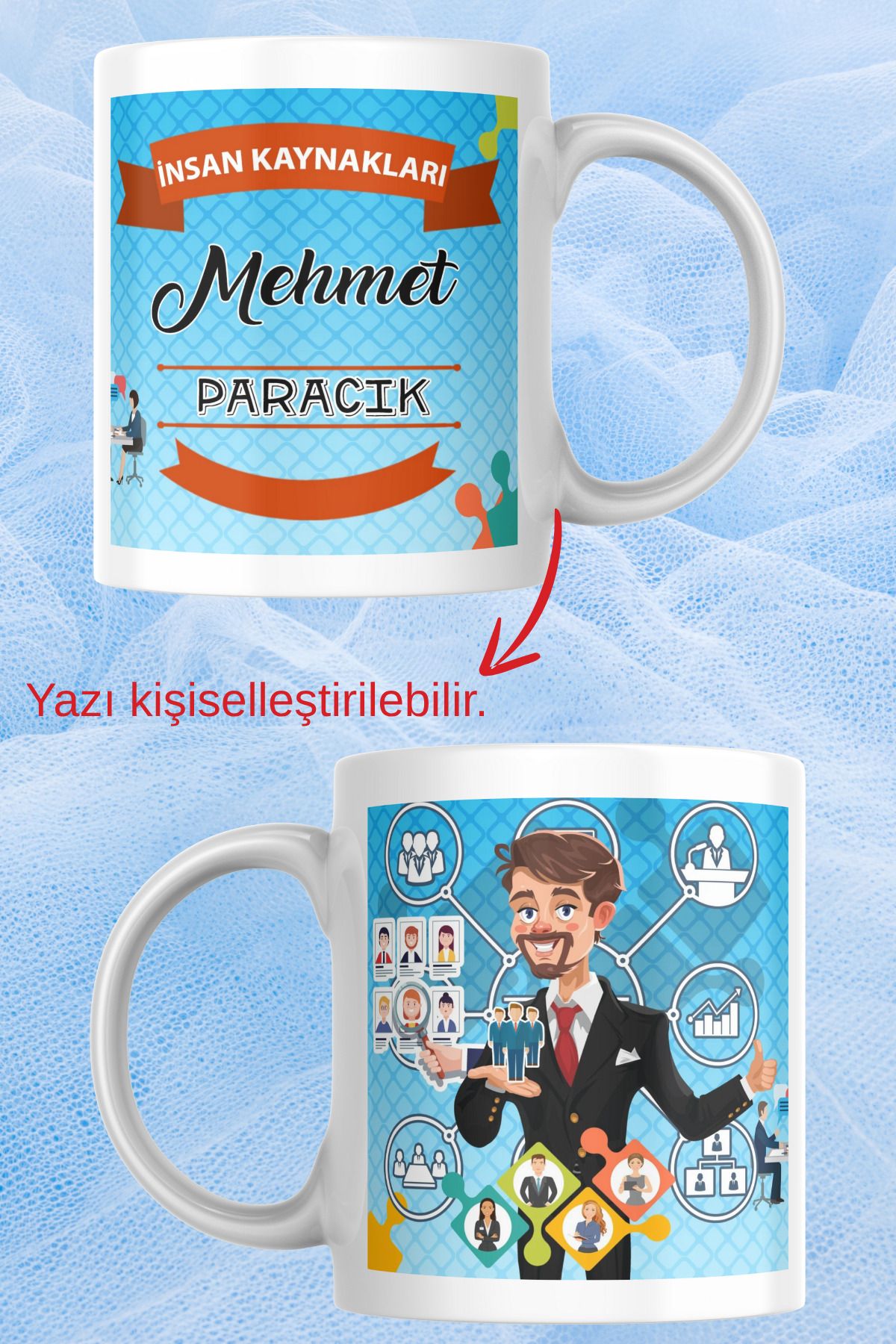 zerhome Erkek İnsan Kaynakları Temalı Beyaz Porselen Kupa Bardak