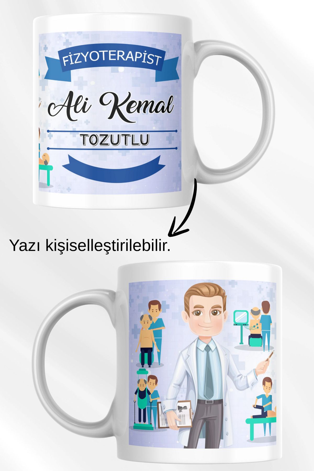 zerhome Erkek Fizyoterapist Temalı Beyaz Porselen Kupa Bardak