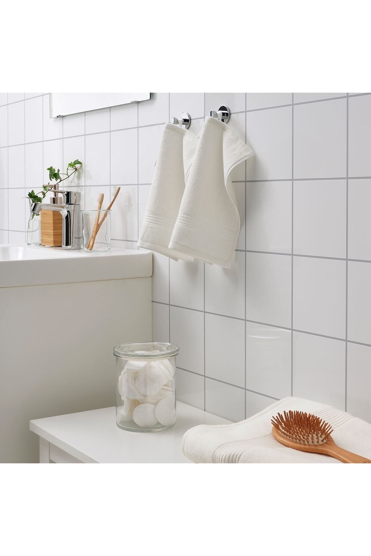 teknotrust 3'lü Banyo Havlusu Seti 30x30 cm Beyaz, Pamuklu ve Yumuşak Dokulu