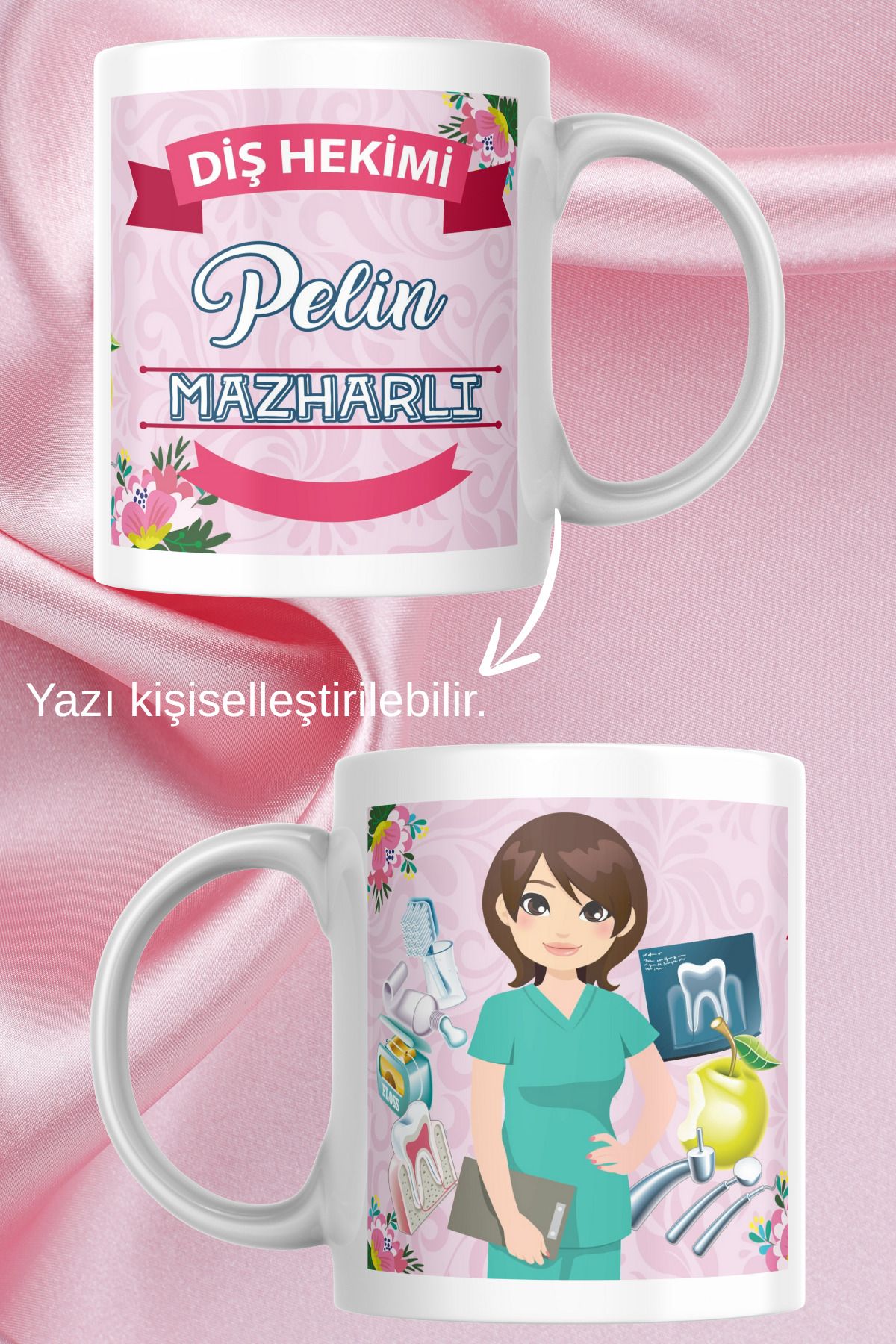 zerhome Kadın Diş Hekimi Temalı Beyaz Porselen Kupa Bardak