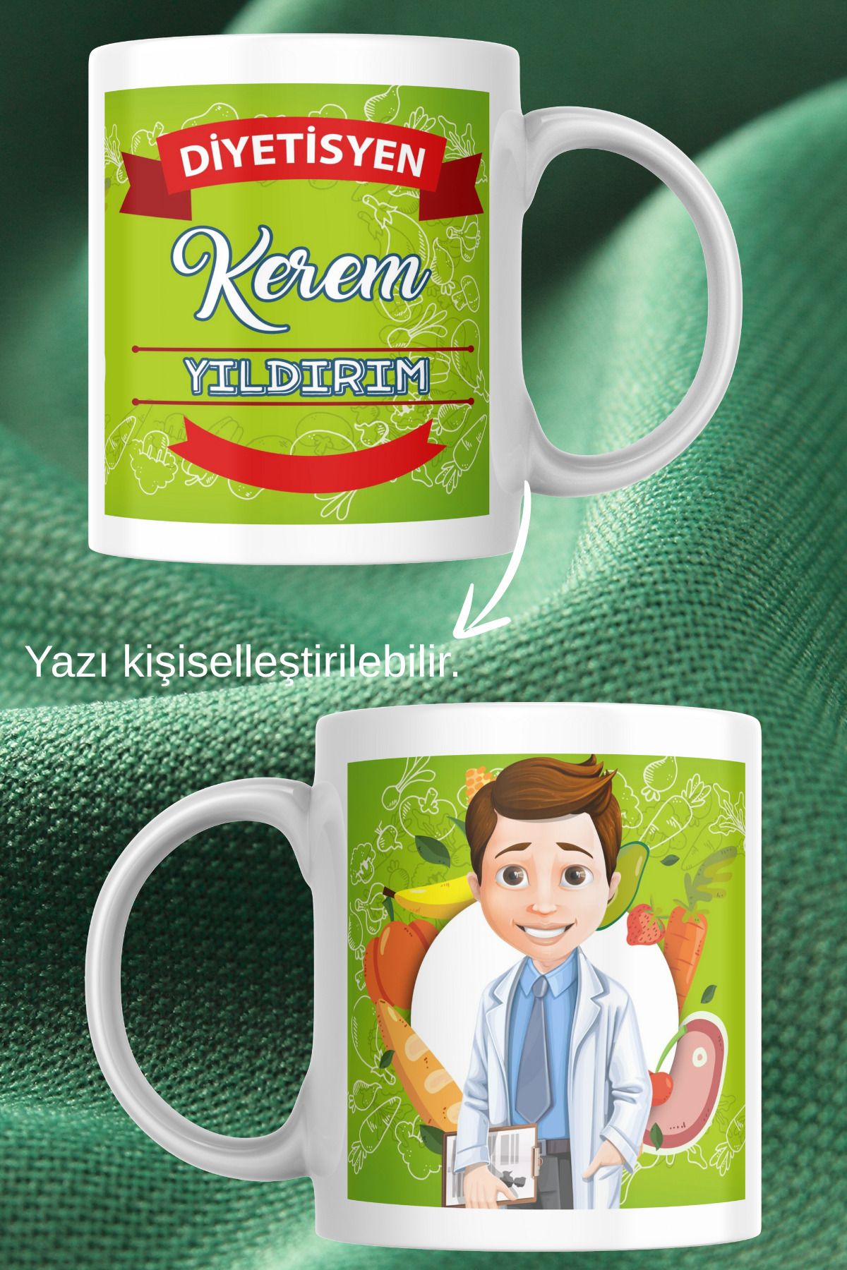 zerhome Erkek Diyetisyen Temalı Beyaz Porselen Kupa Bardak