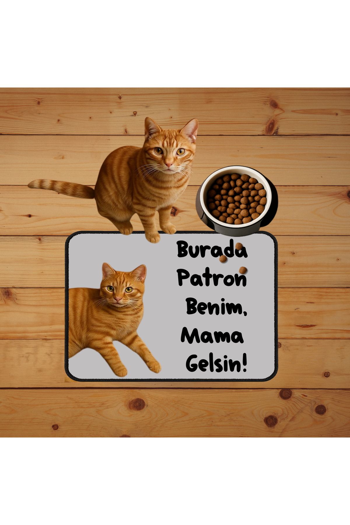 Hediye Deposu Fotoğraf Baskılı Kedi Köpek Mama Paspası Ve Beslenme Altlığı Mama Önü Tuvalet Önü Paspas 40x60cm