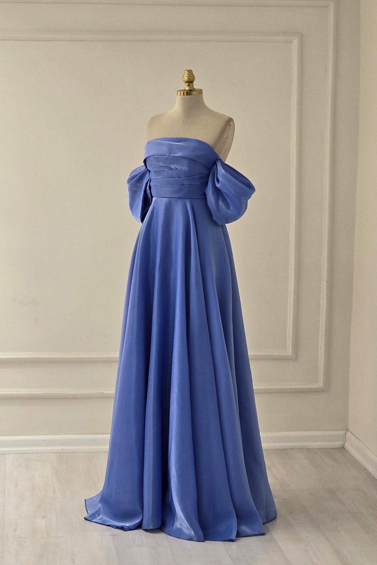 Yonca Moda Evi İndigo PRENSES ORGANZE ELBİSE 6961