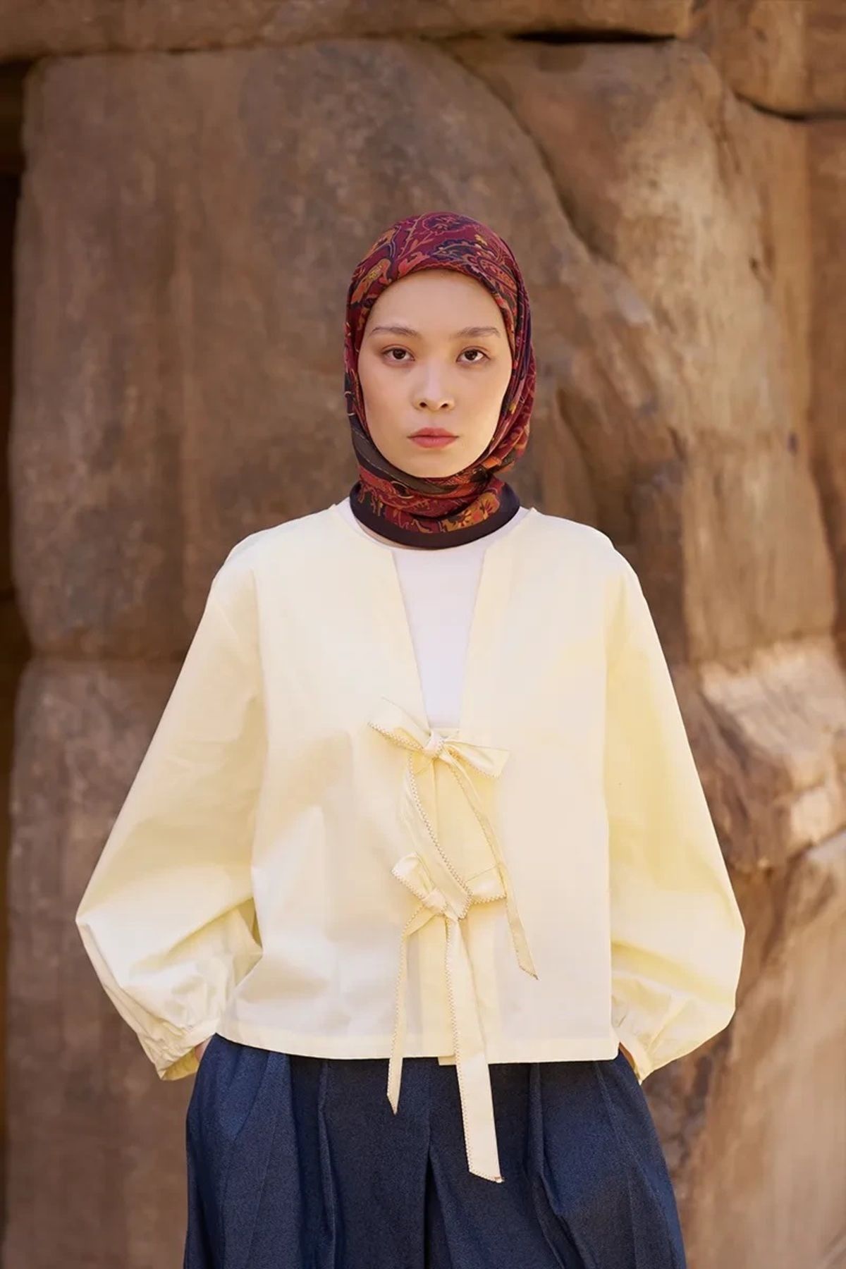 ED Scarf Kahverengi ED Scarf Glaze Mistral Desen Eşarp