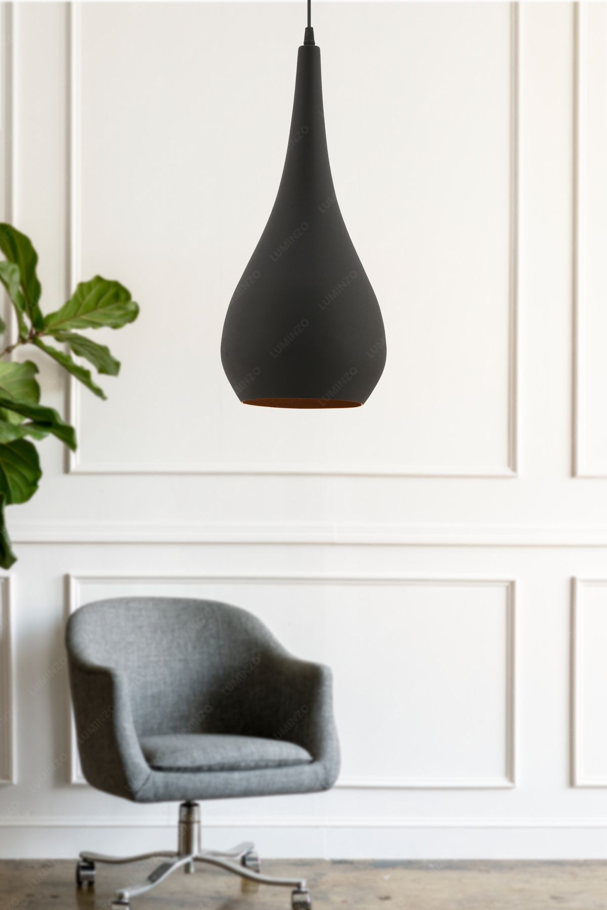LUMINZO Perla 18 cm Siyah Modern Avize Sarkıt Salon Mutfak Kuaför Cafe Lamba Dekoratif Aydınlatma