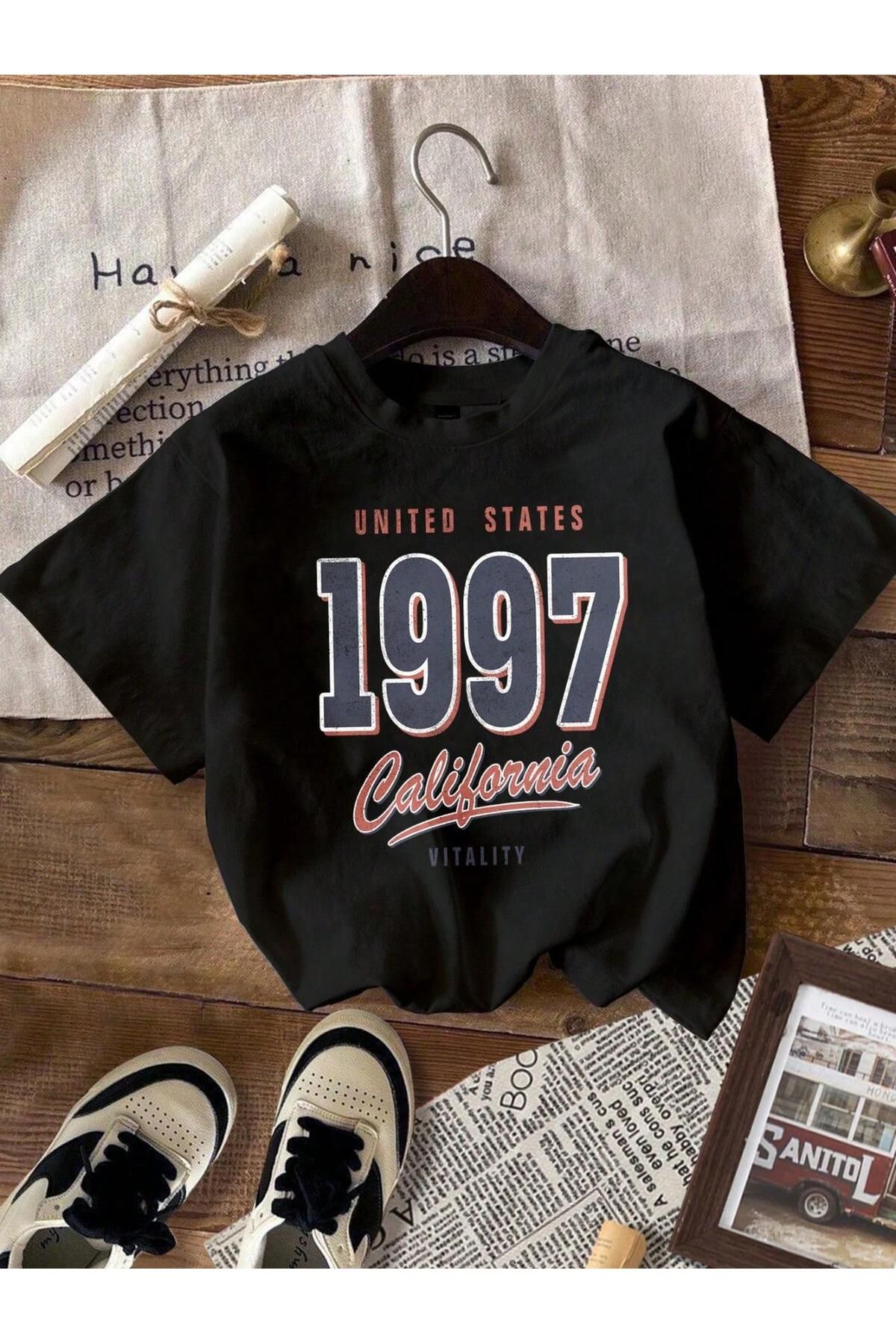 JANSO GROUP - ERKEK PAMUKLU BASKILiUNITED STATES 1997 California TSHIRT OVERSİZE BÜYÜK BEDEN