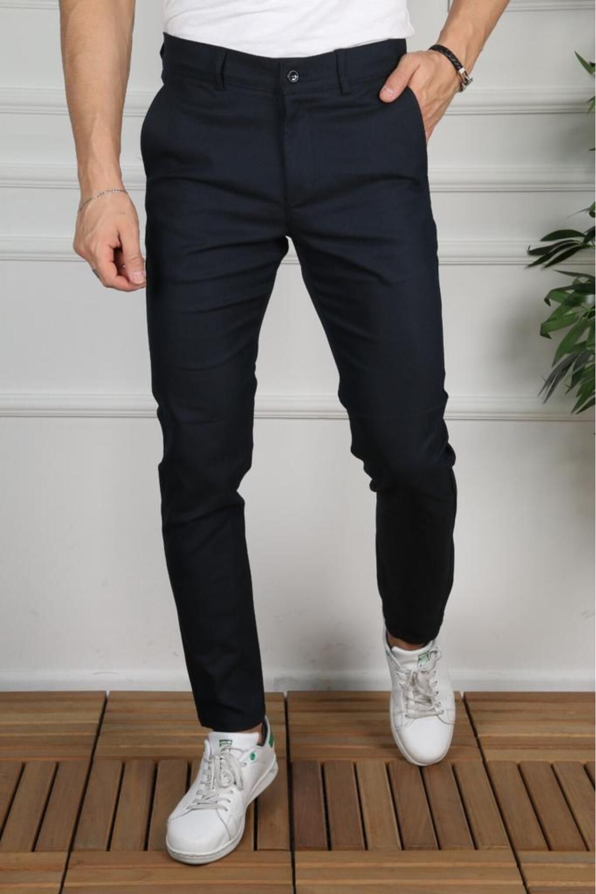 BELGELİ Erkek Slim Fit Likralı Armürlü Kumaş Pantolon