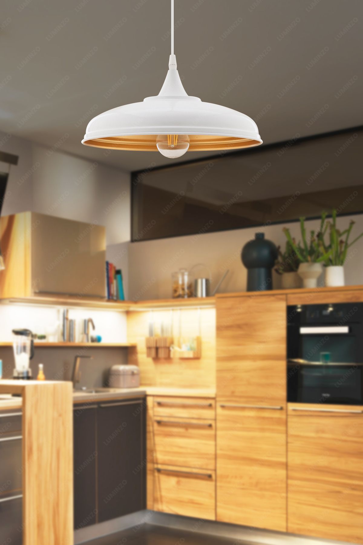 LUMINZO Oresa 25 cm Beyaz Modern Avize Sarkıt Salon Mutfak Kuaför Cafe Lamba Dekoratif Aydınlatma