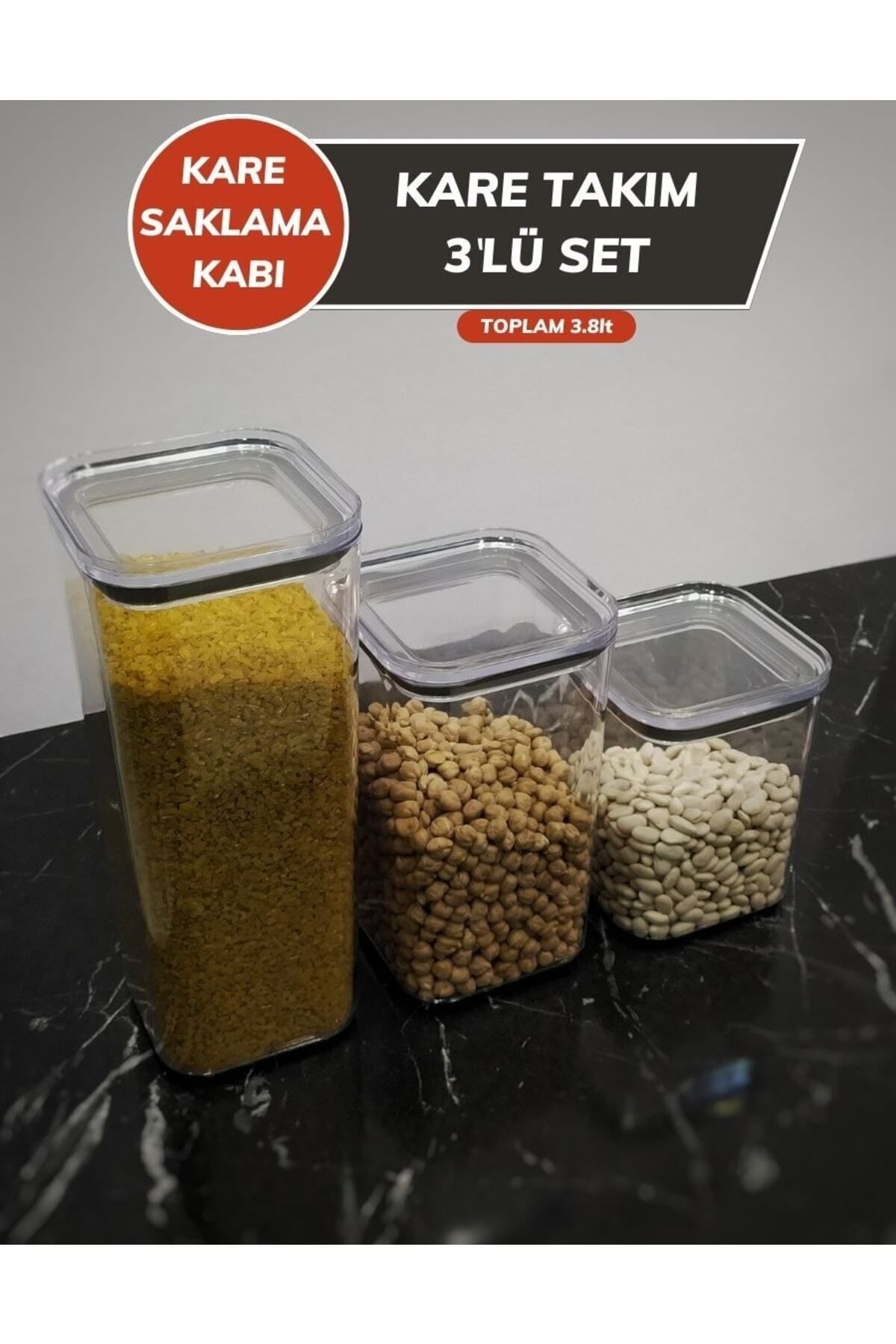 teknotrust Şeffaf Kare Silikon Kapaklı Saklama Kabı 3'lü Takım, BPA Free, Vakumlu ve Sağlıklı Kullanım