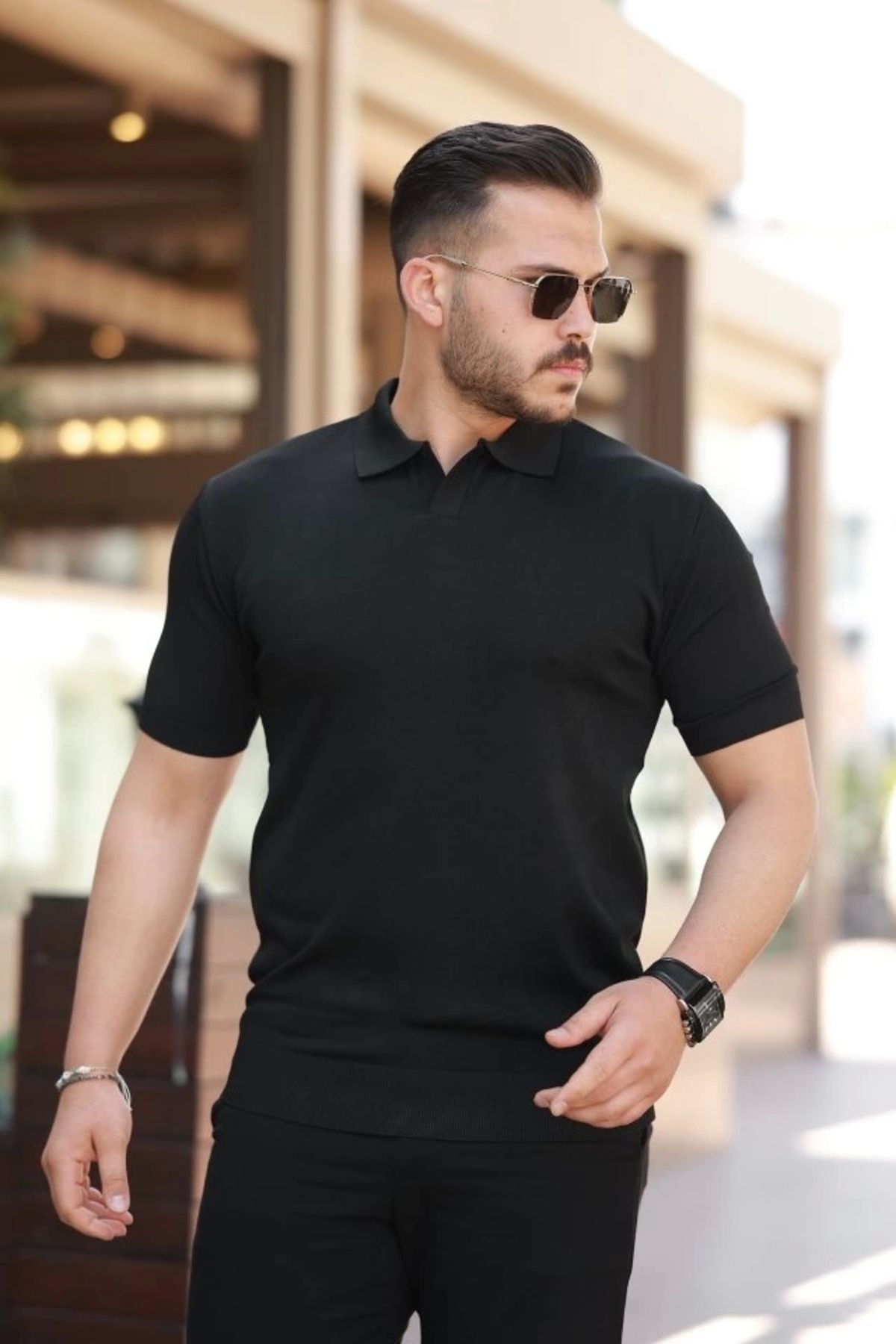 Butik Erkek Hemşire Yaka Kısa Kollu Tişört