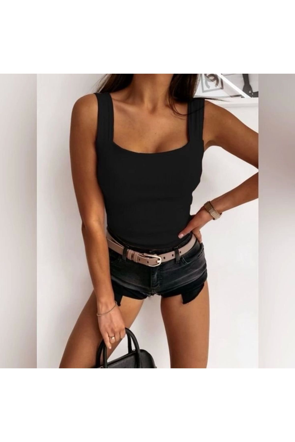Butik Kadın Askılı Kaşkorse Basic Bluz