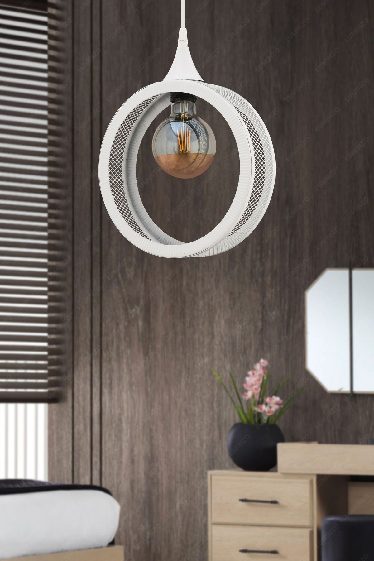 LUMINZO Mira 24 cm Beyaz Modern Avize Sarkıt Salon Mutfak Kuaför Cafe Lamba Dekoratif Aydınlatma