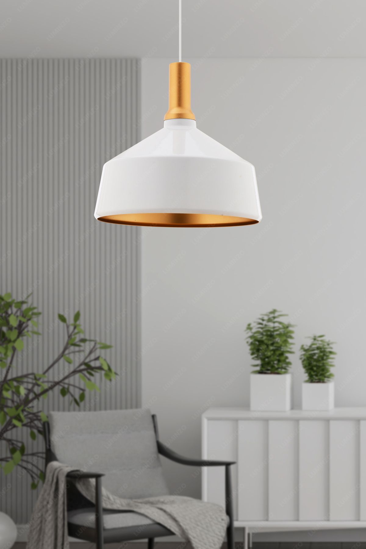 LUMINZO Liora 30 cm Beyaz Modern Avize Sarkıt Salon Mutfak Kuaför Cafe Lamba Dekoratif Aydınlatma