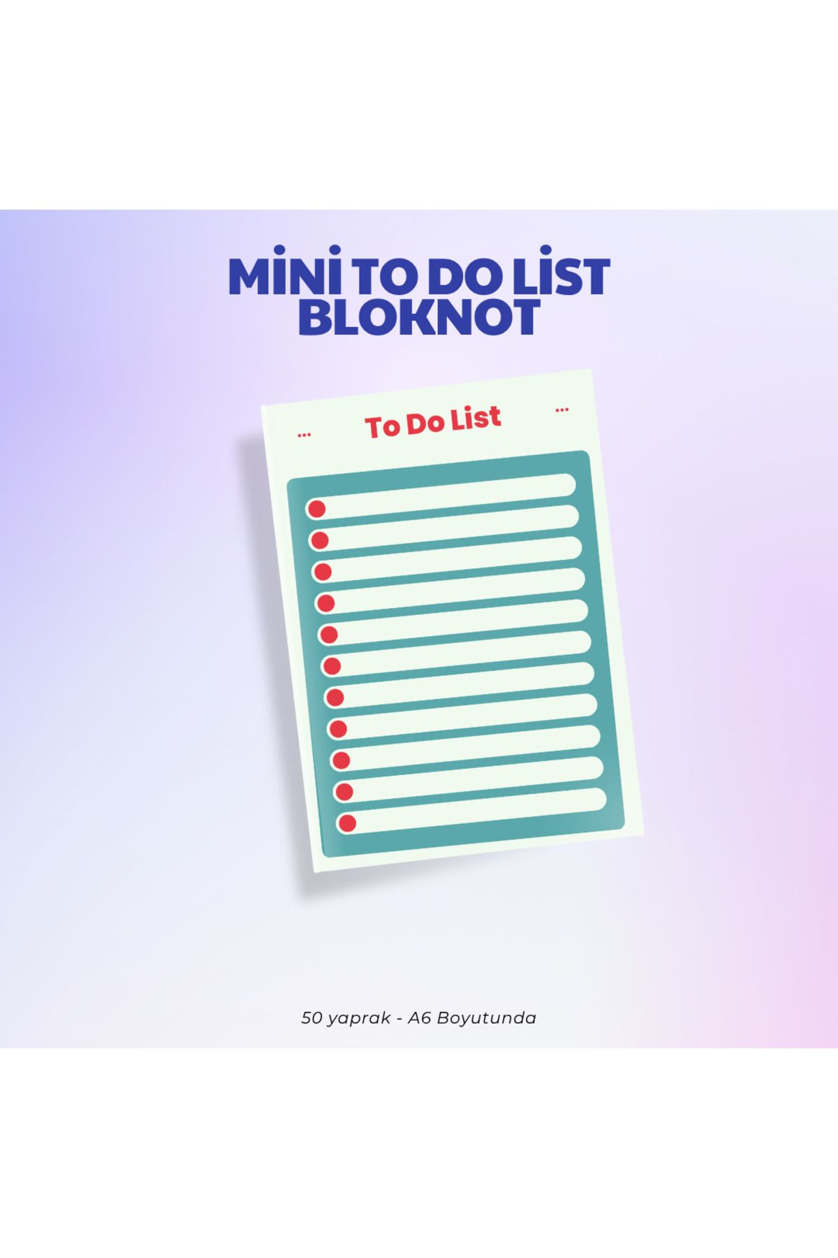 Nthouse Notehouse A6 Mini To Do List | 50 Yaprak Bloknot - Günlük Planlayıcı - 80gr Fotokopi Kağıdı