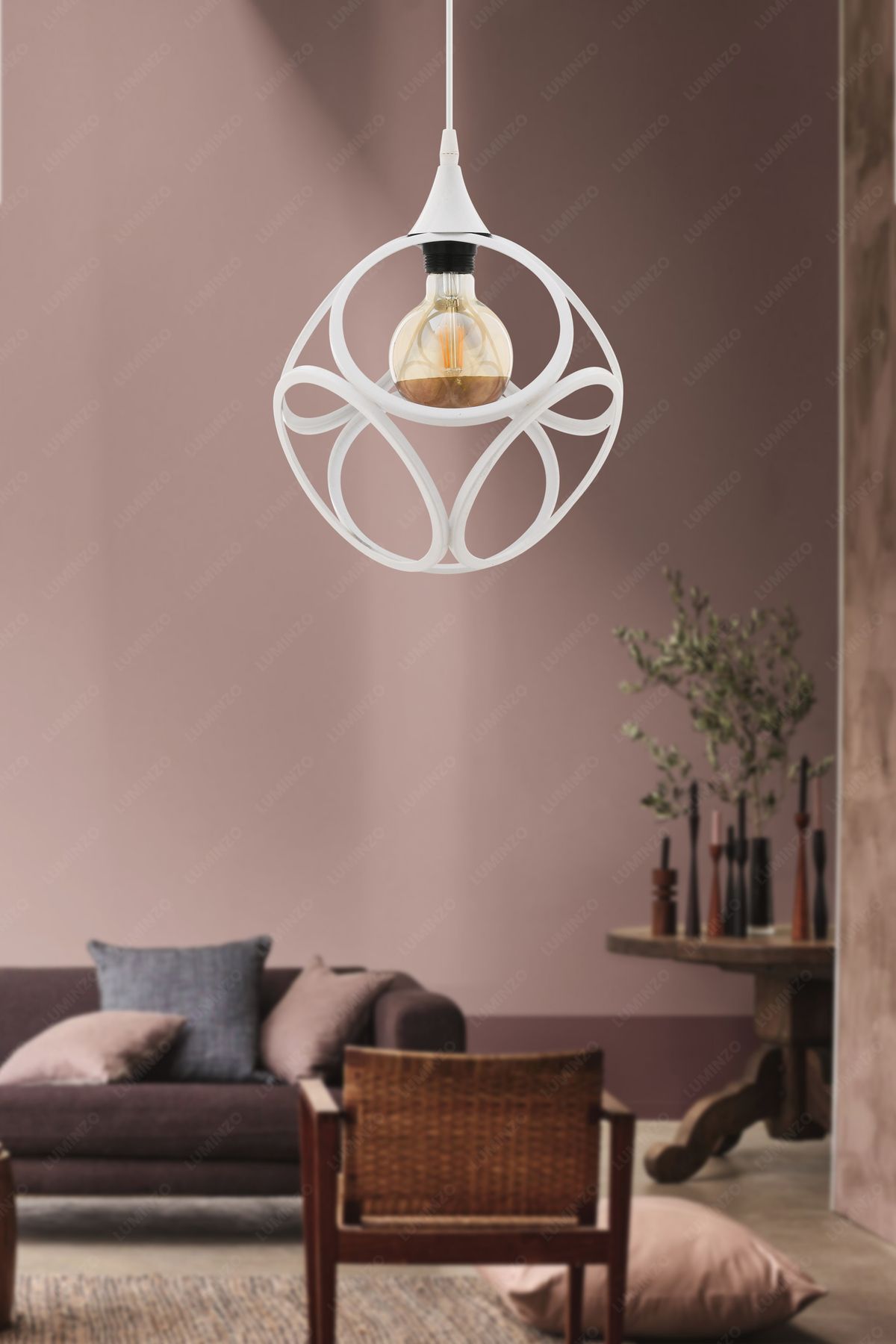 LUMINZO Nido 24 cm Beyaz Modern Avize Sarkıt Salon Mutfak Kuaför Cafe Lamba Dekoratif Aydınlatma