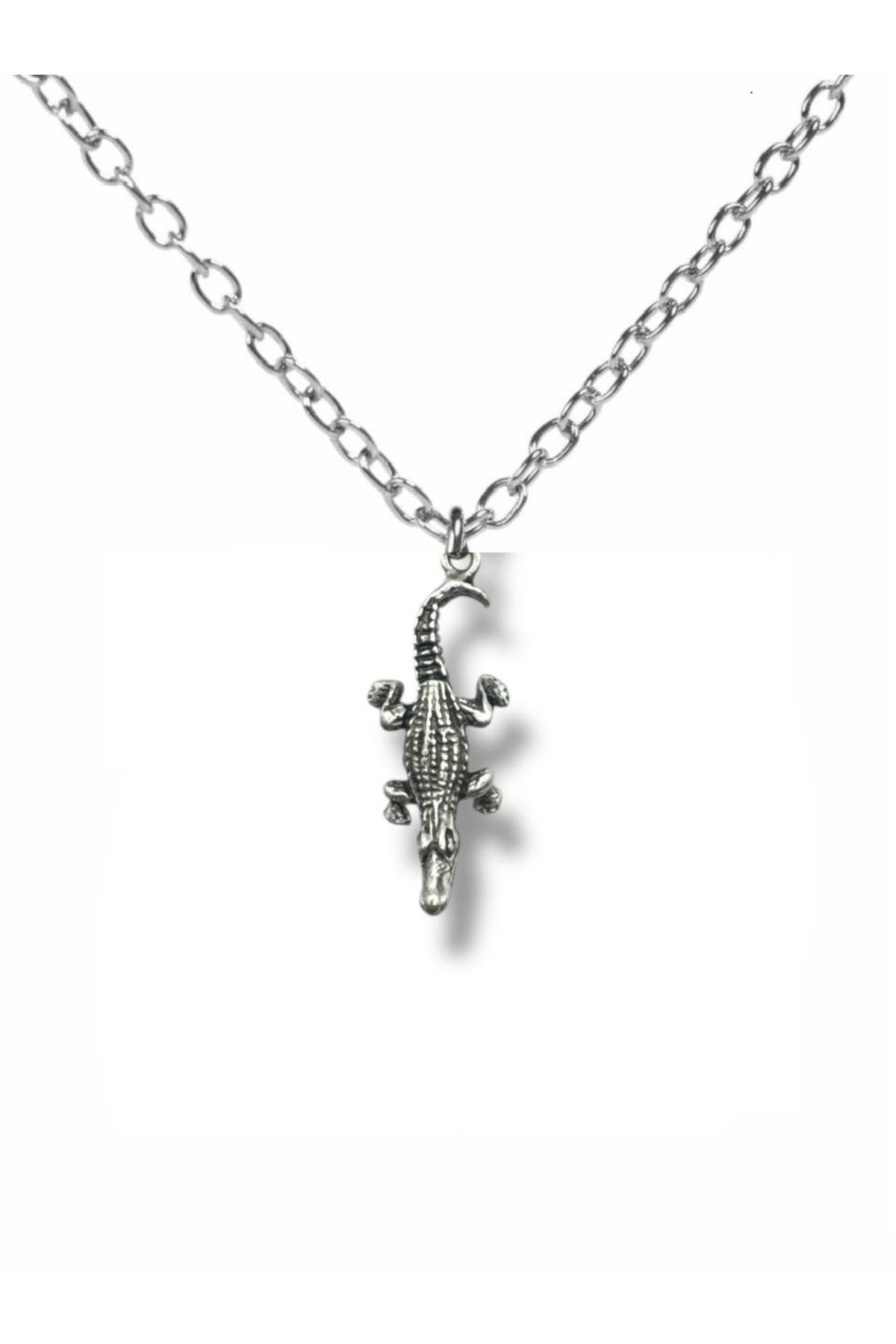 Herşey Nota Lizard Totem – Kertenkele Figürlü Unisex Metal Kolye (60 cm Zincirli)