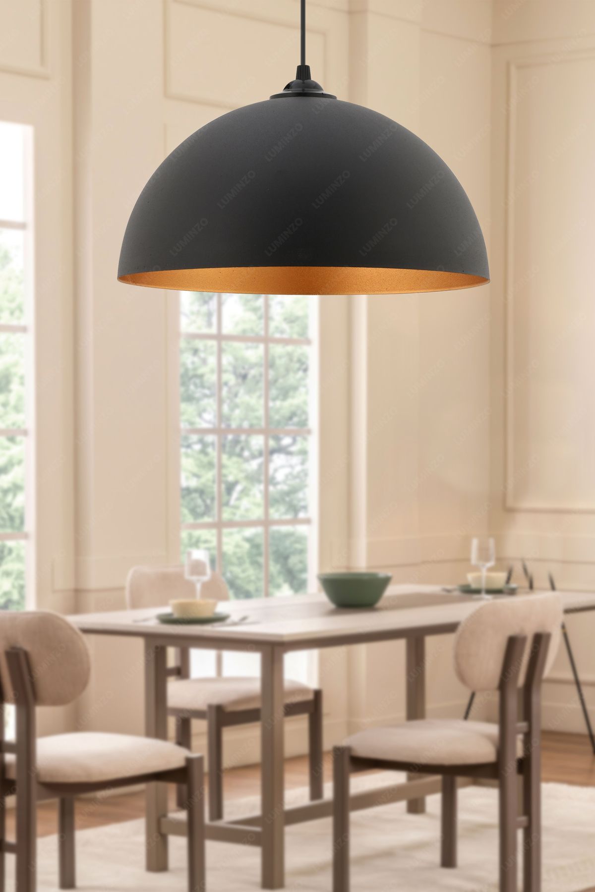 LUMINZO Tenza 30 cm Siyah Modern Avize Sarkıt Salon Mutfak Kuaför Cafe Lamba Dekoratif Aydınlatma