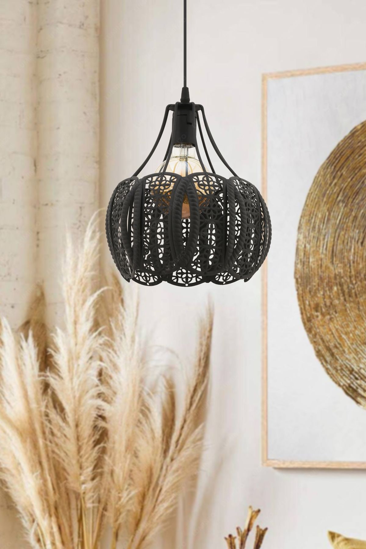 LUMINZO Oroa 24 cm Siyah Modern Avize Sarkıt Salon Mutfak Kuaför Cafe Lamba Dekoratif Aydınlatma